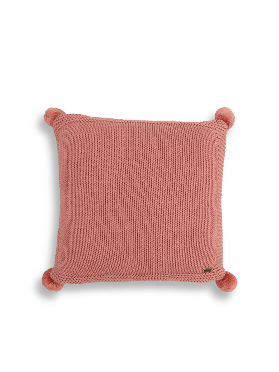 Pluchi Light-Weight Peach Self Design Cotton Textured Square Cushion Cover -16x16In