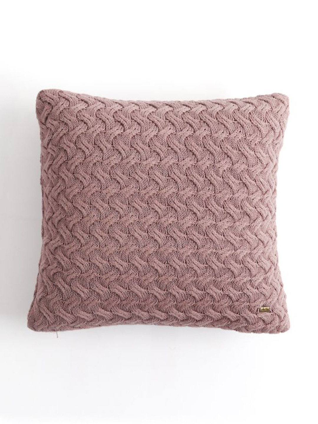 Pluchi Mauve Self Design Cotton Breathable Textured Square Cushion Cover - 17.7x17.7In