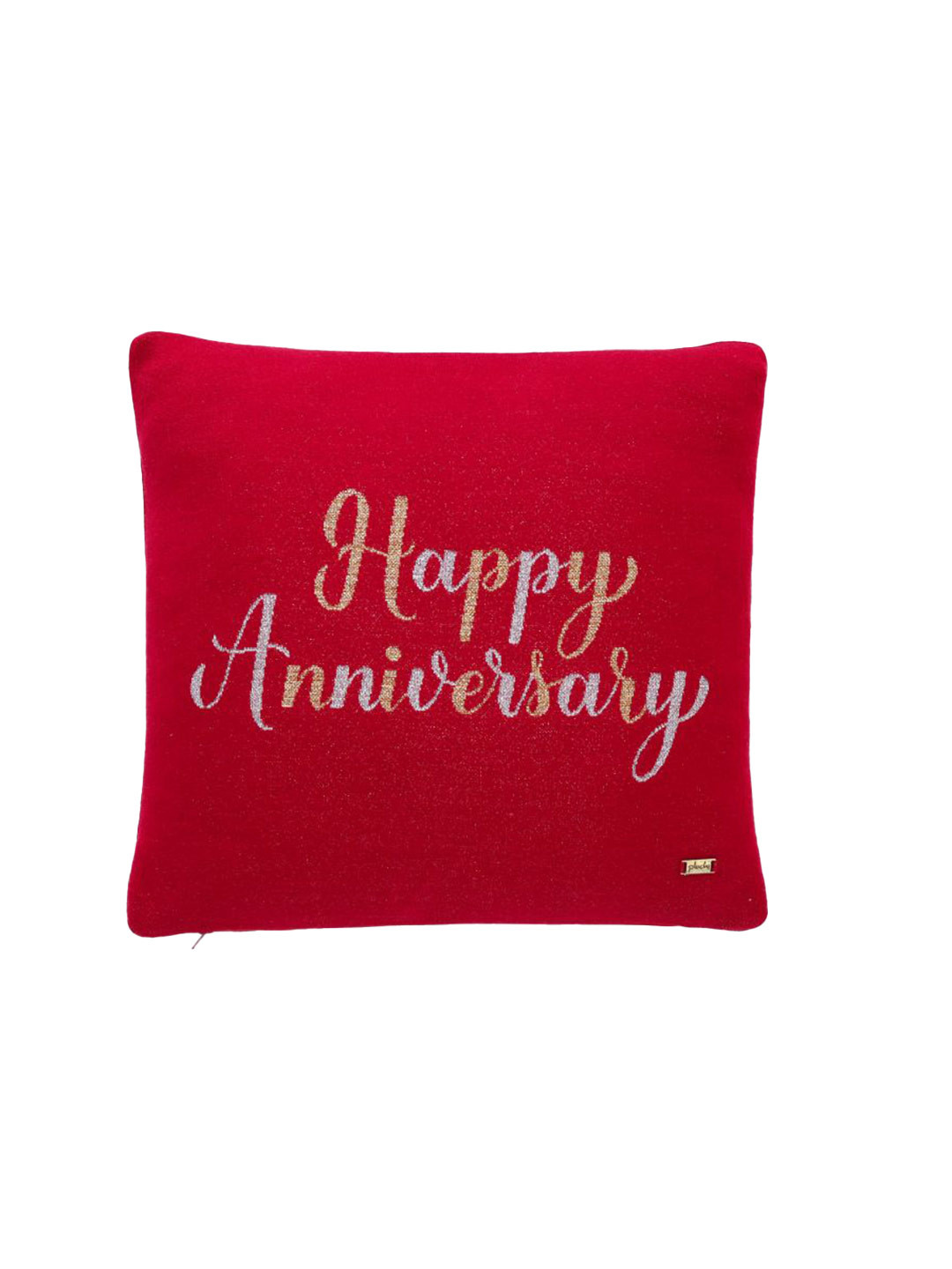 Pluchi Red & White Square Cotton Cushion Covers