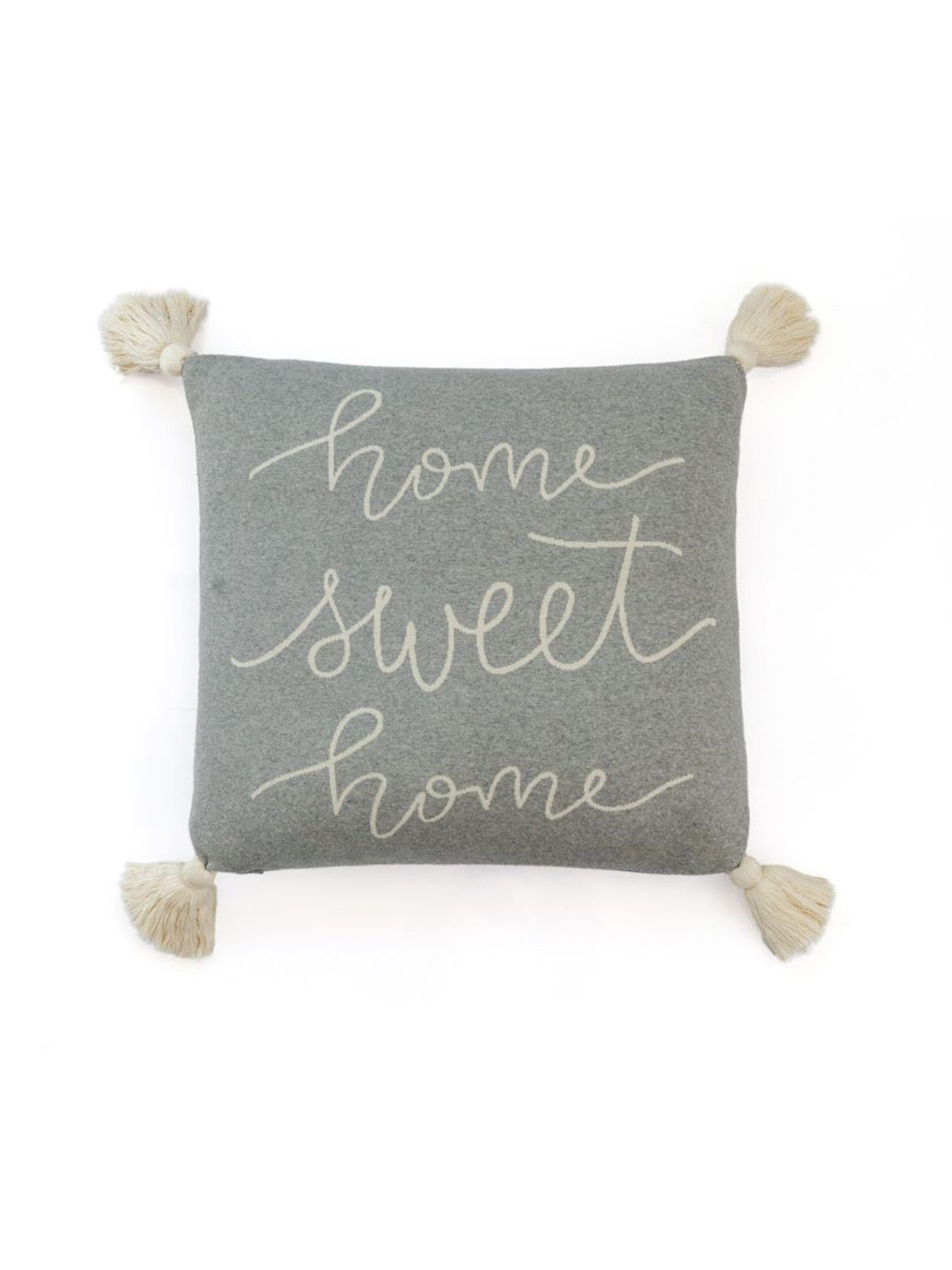 Pluchi Grey Melange Typography Cotton Breathable Square Cushion Cover -18x18In