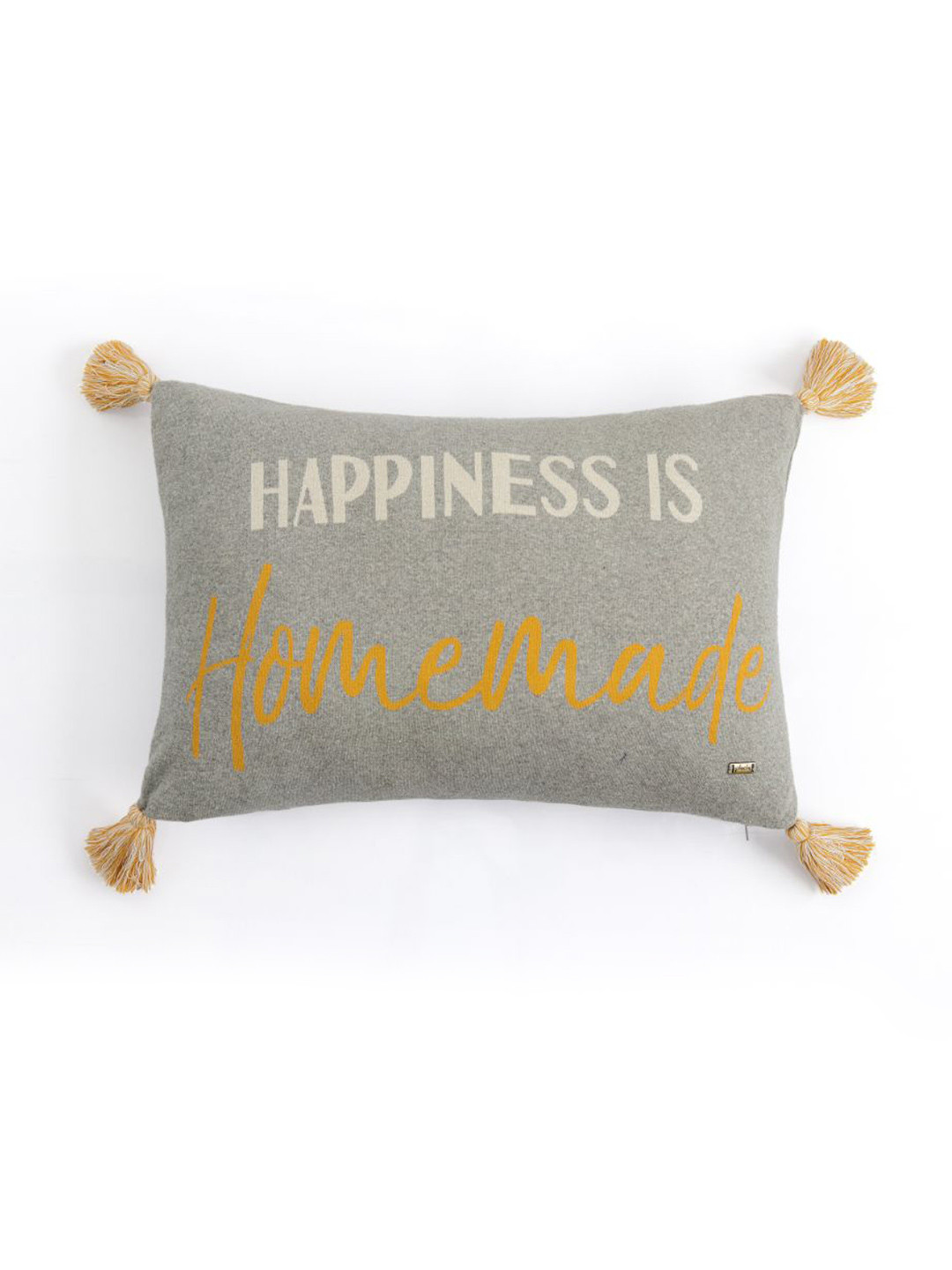Pluchi Grey Typography Cotton Breathable Rectangle Cushion Cover -16x24In