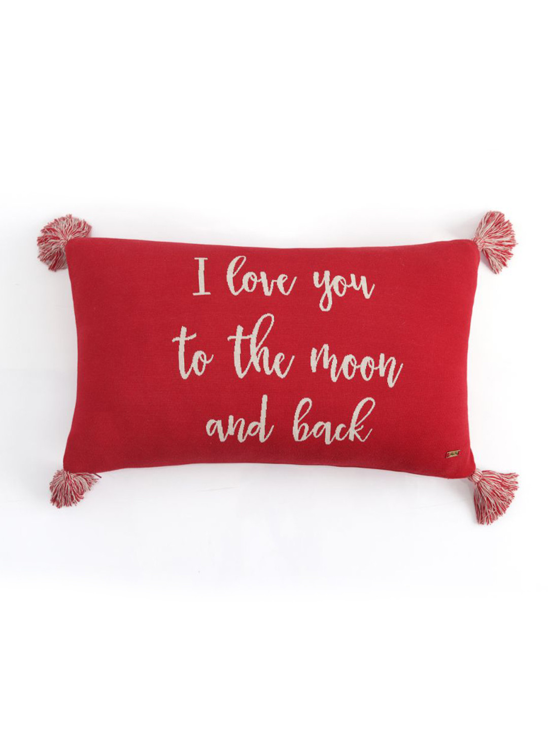 Pluchi Red Typography Cotton Breathable Rectangle Cushion Cover -16x24In