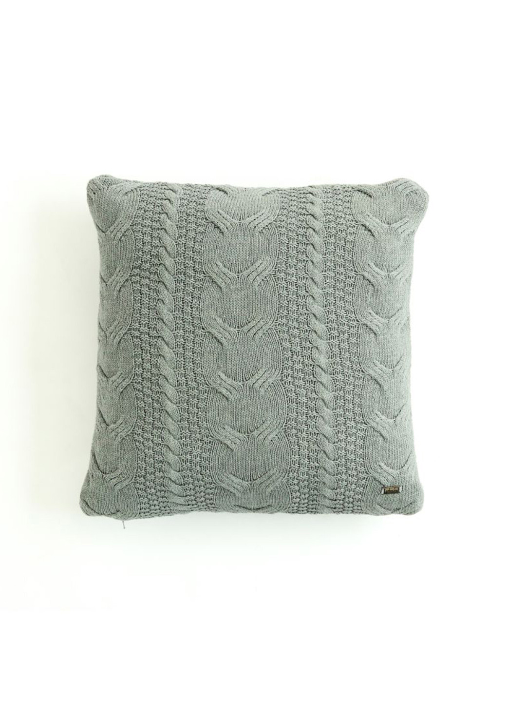 Pluchi Green Self Design Cotton Breathable Textured Square Cushion Cover -18x18In