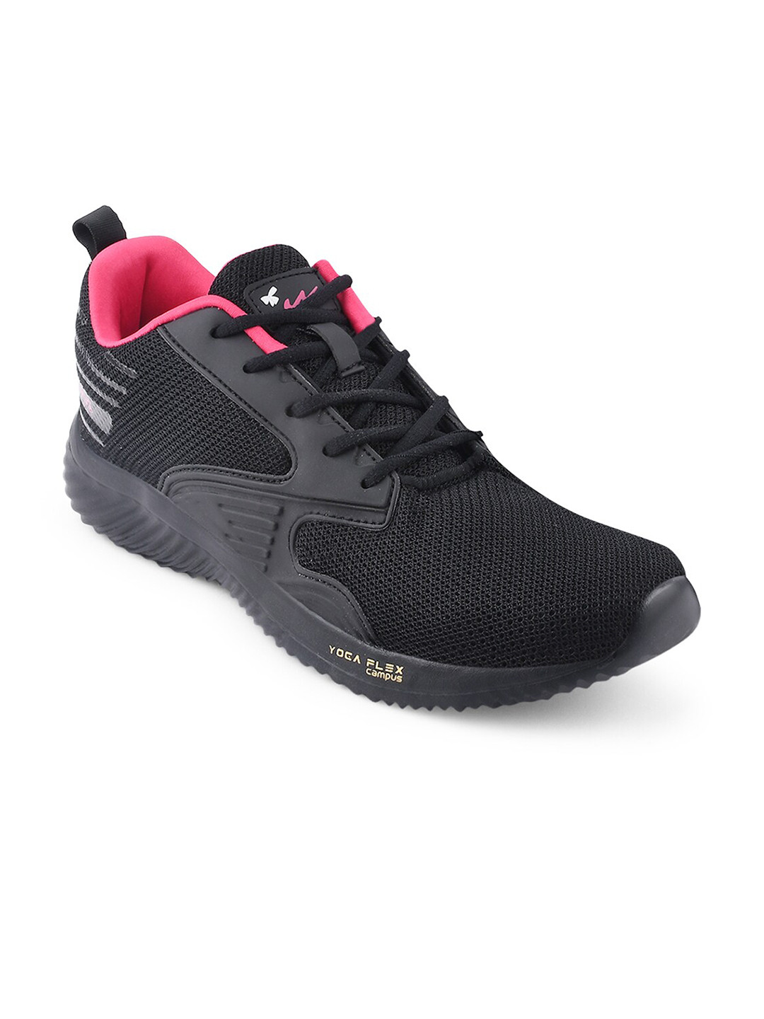 Campus Women Black Mesh Running Shoes