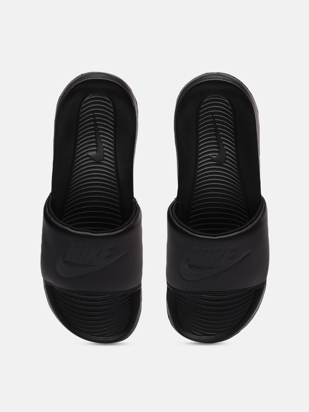 All black nike slides men's top