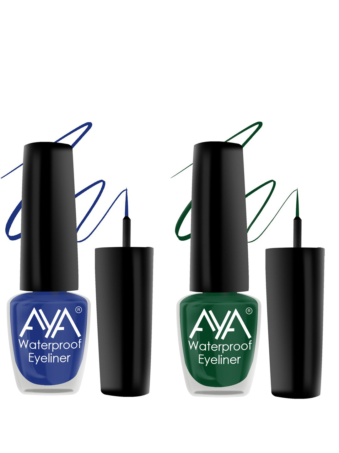 AYA Set Of 2 Long Lasting 24 Hrs & Waterproof Liquid Eyeliner 5ml Each - Blue + Green