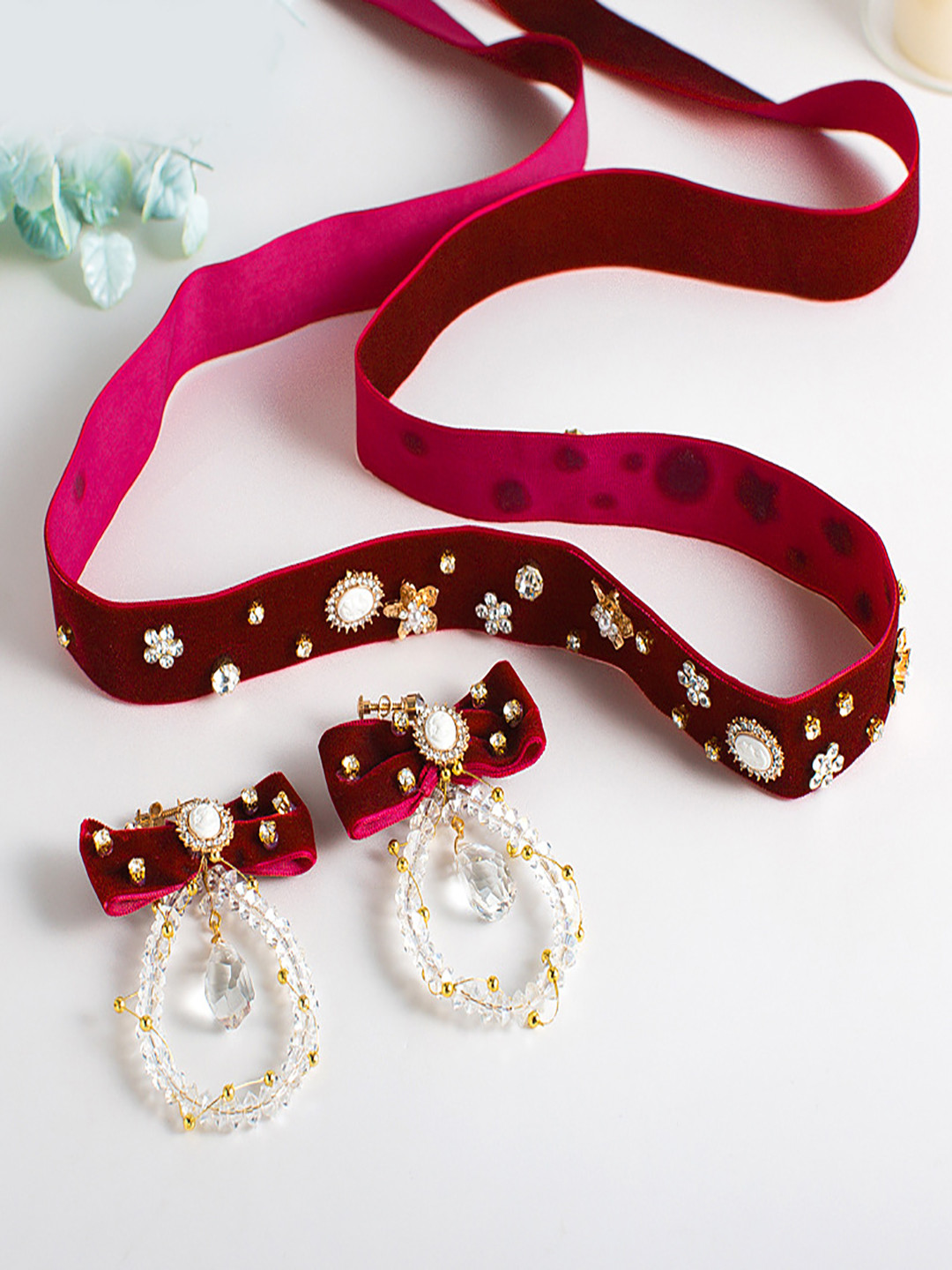 AQUASTREET Women Embellished Hairband With Matching Earrings