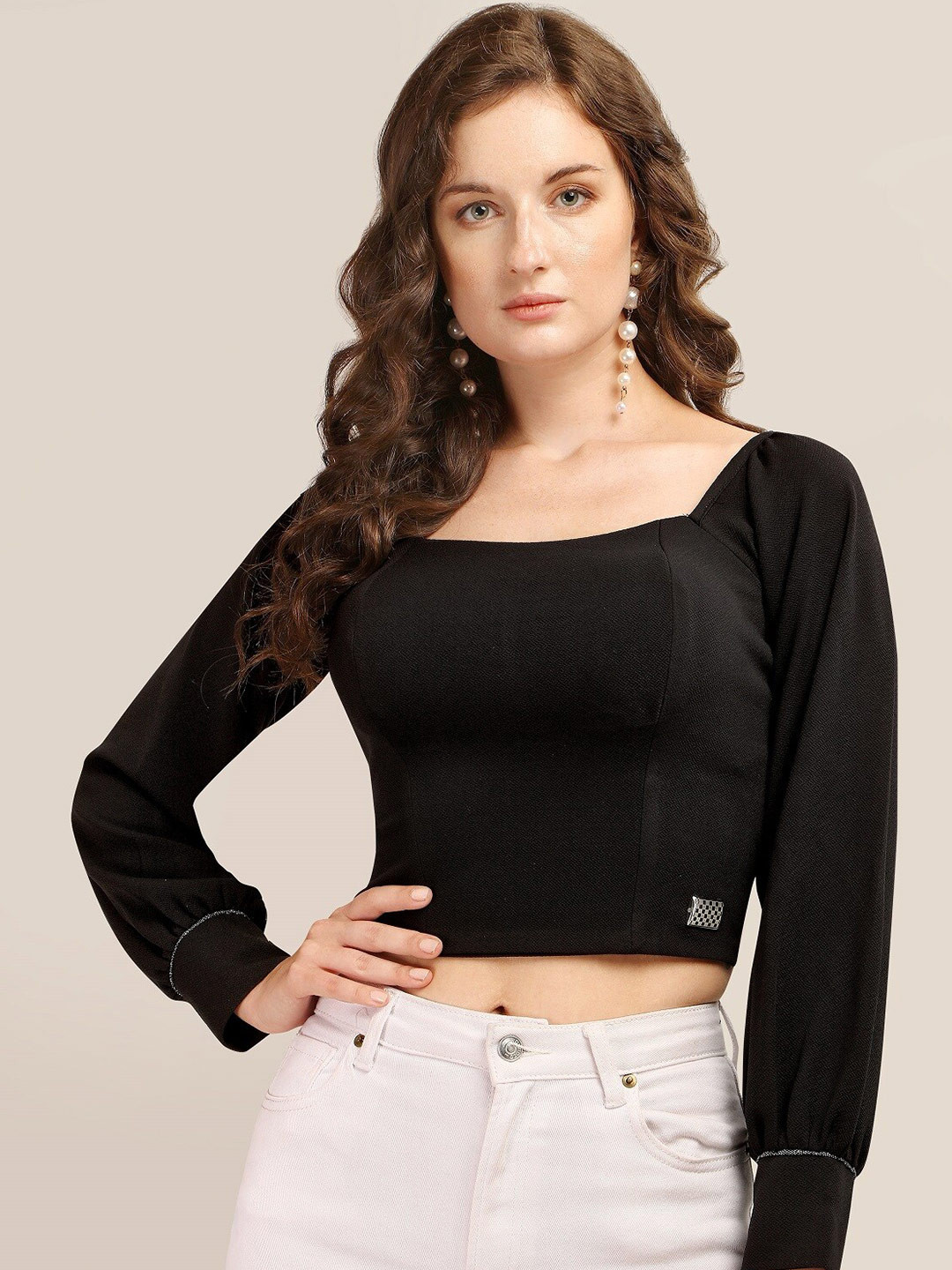 Prettify Woman Black Crop Top