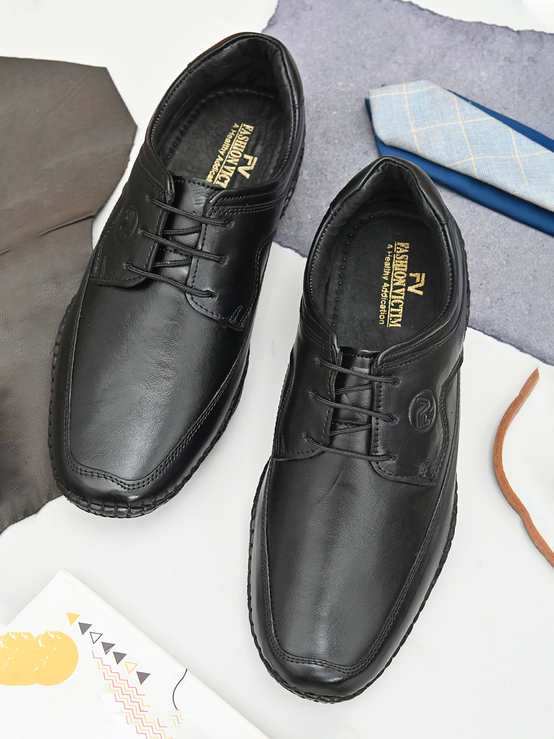 Fashion Victim Men Black Formal Leather Shoes