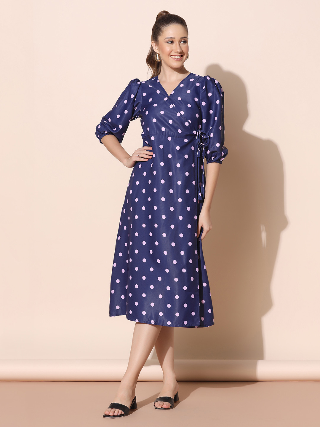 Buy FASHION DREAM Women Navy Blue A Line Midi Dress Dresses for