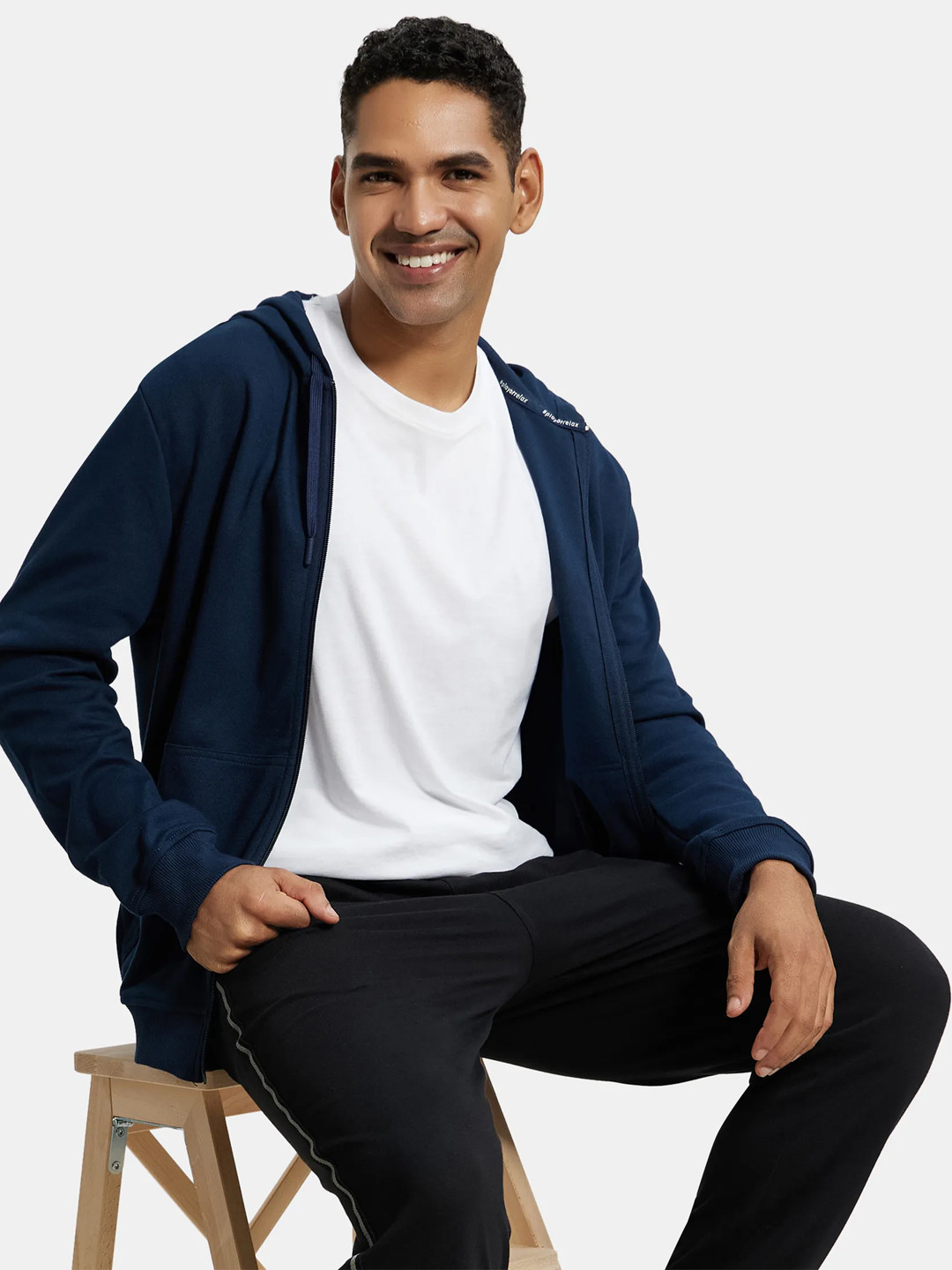 Jockey Combed Cotton Rich Pique Hoodie Jacket with Ribbed Cuffs-AM61