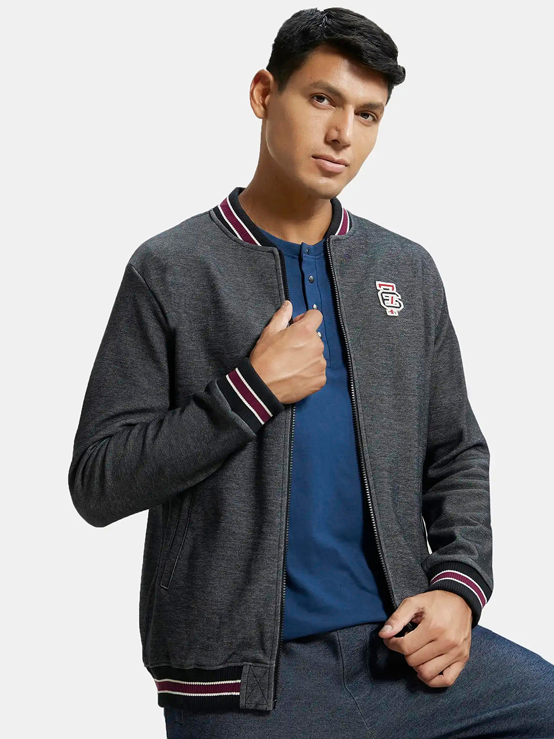 Jockey Combed Cotton Rich Jacket with Ribbed Cuffs-UM35