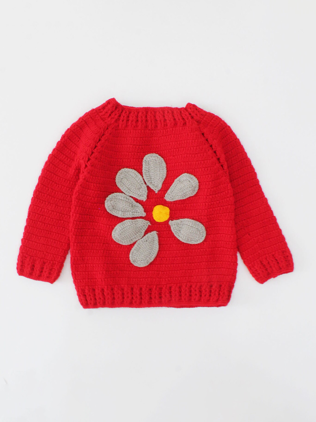 Woonie Unisex Kids Red & Grey Floral Pullover