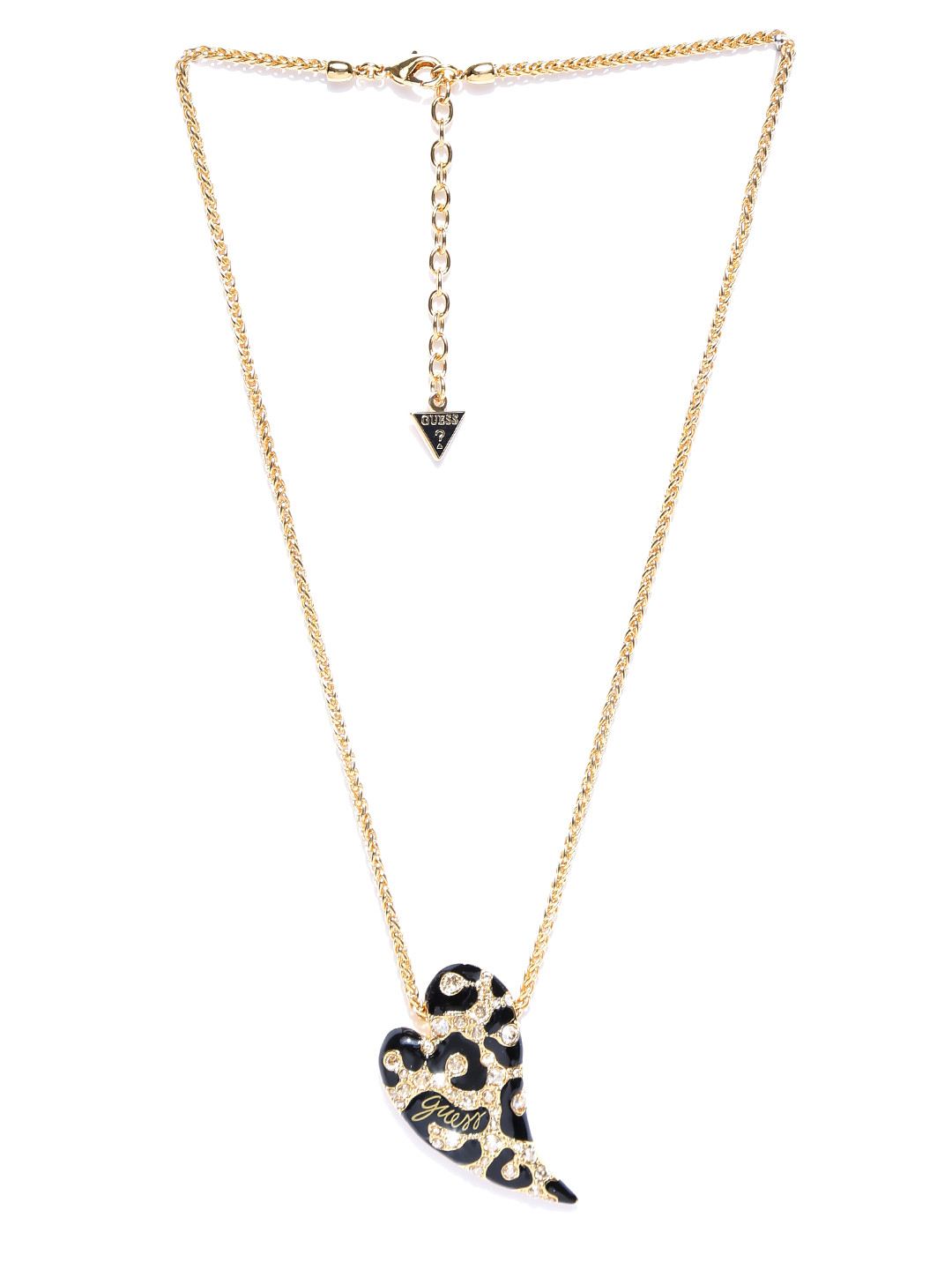GUESS Gold-Toned & Black Stone-Studded Princess Necklace