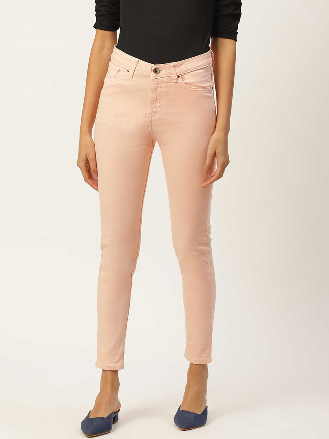 Xpose Women Peach-Coloured Comfort Slim Fit High-Rise Stretchable Jeans