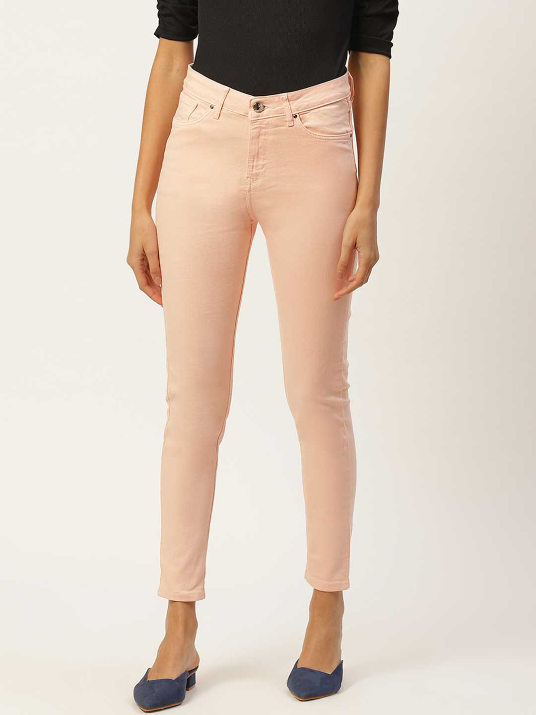 Xpose Women Peach-Coloured Comfort Slim Fit High-Rise Stretchable Jeans