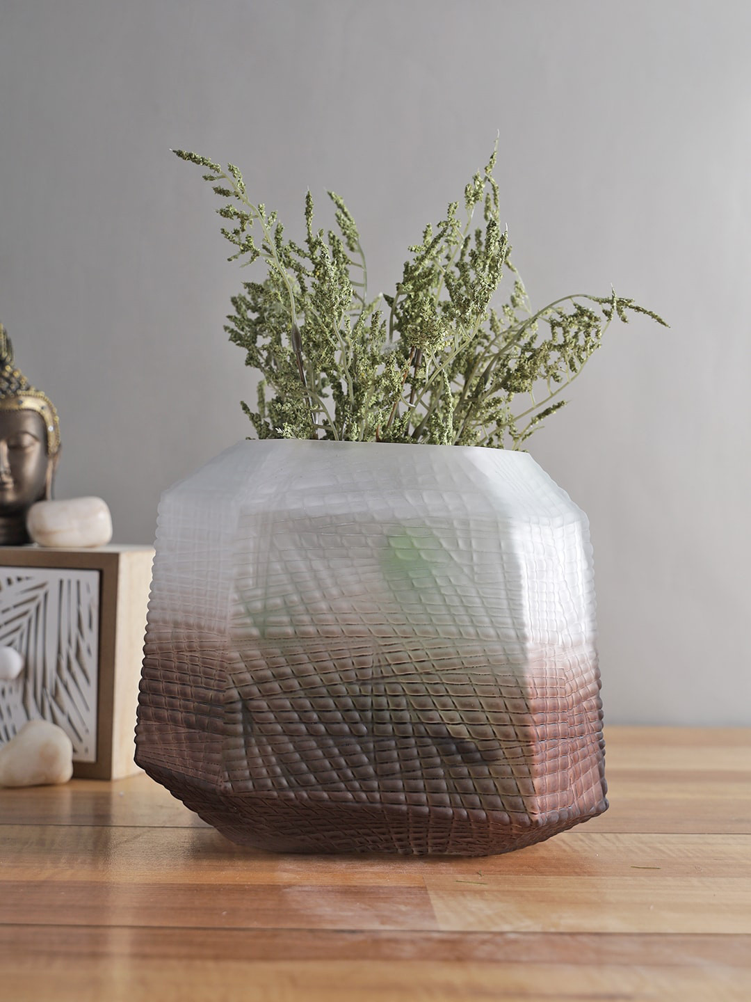 TAYHAA Burgundy & White Textured Bud Vases