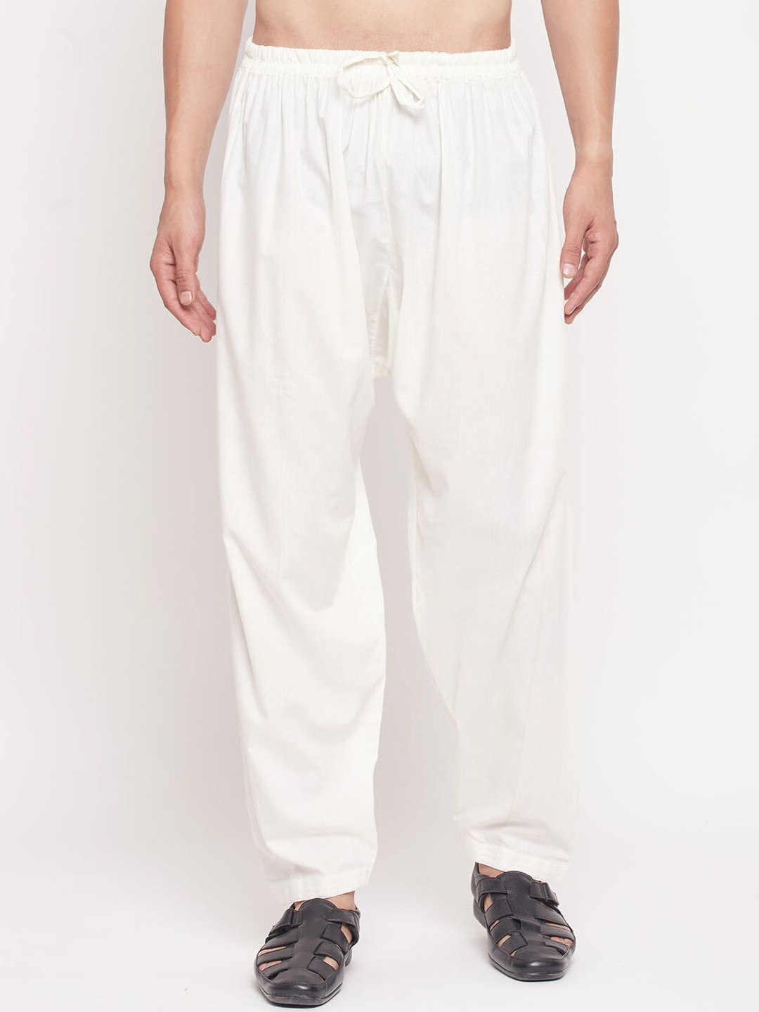 VASTRAMAY Men Cream Solid Cotton Patiala Salwar