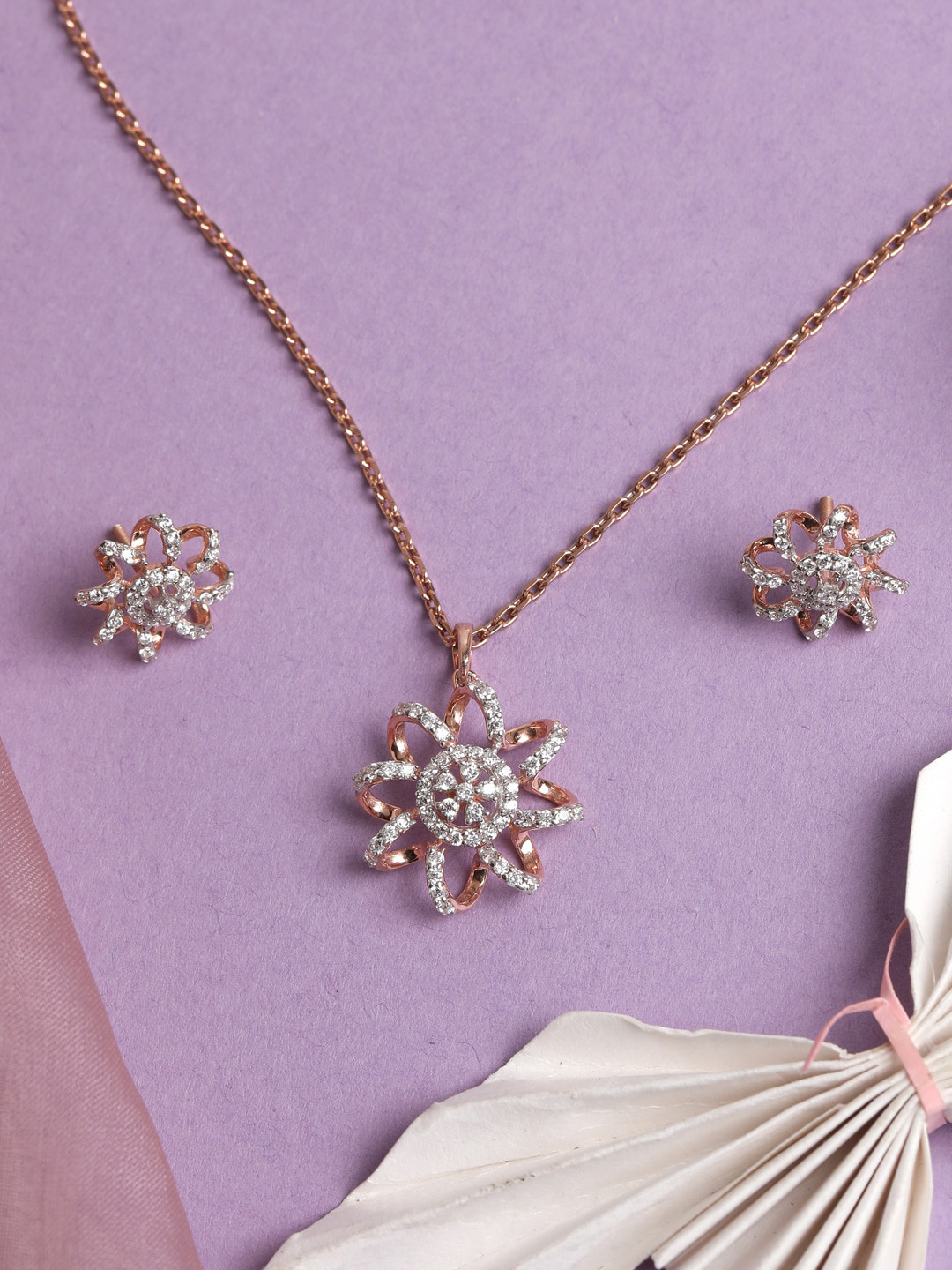 Clara Women Rose Gold 925 Silver Anna Jewellery Set