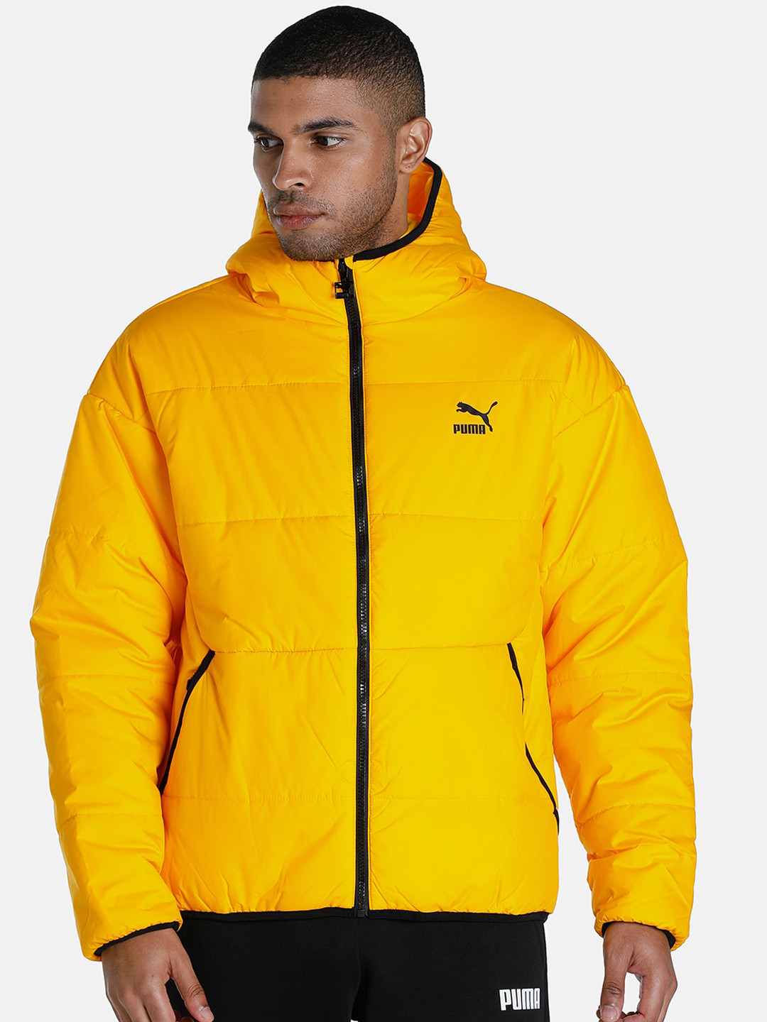 Puma Men Orange Classics Padded Brand Logo Puffer Jacket