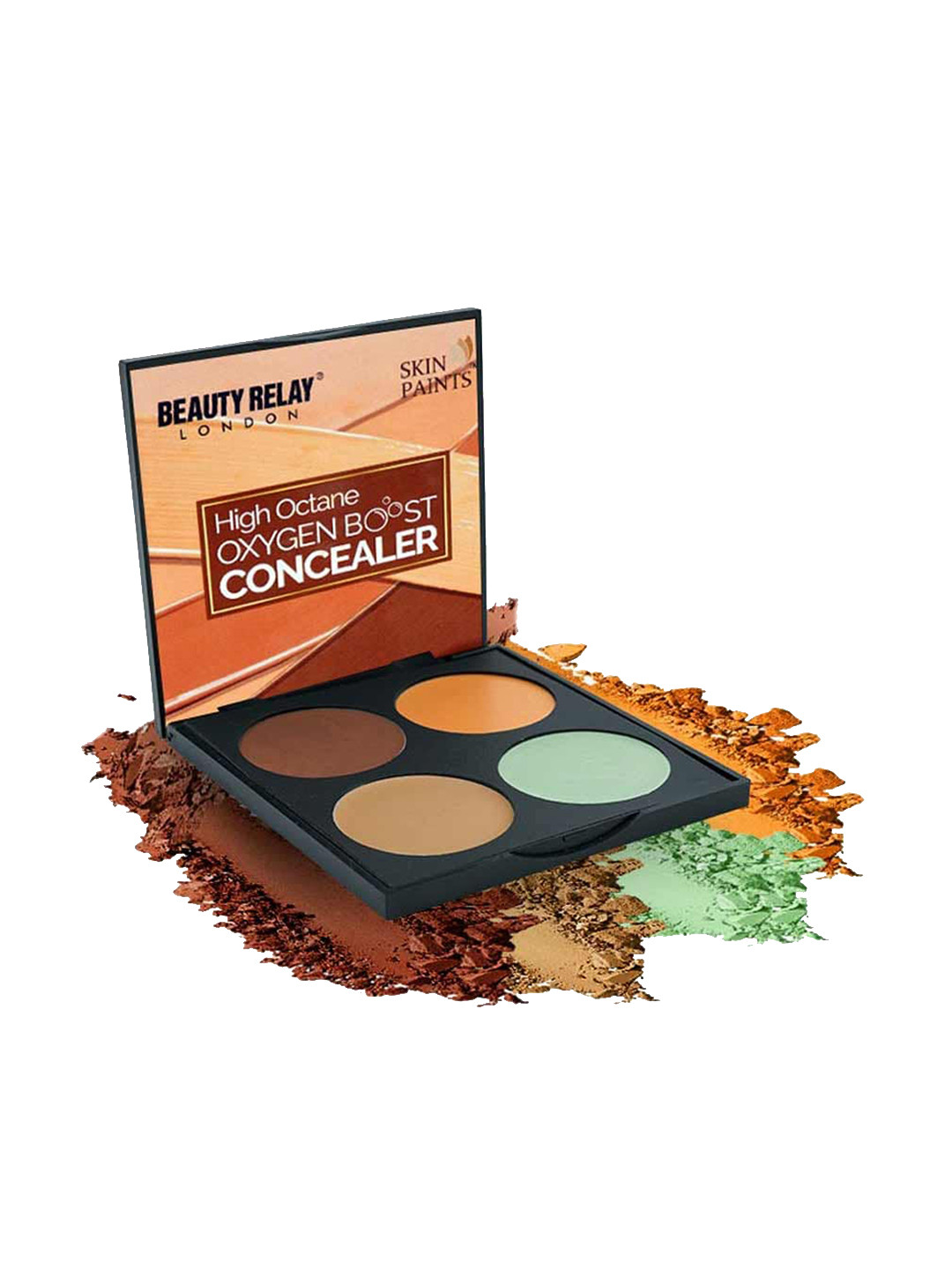BeautyRelay London Skin Paints 4 Shades High Octane Oxygen Boost Cream Concealer Palette - 14g