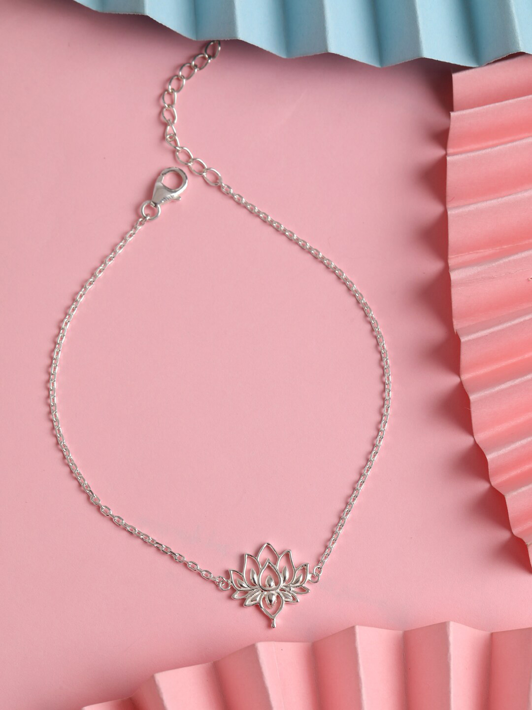 Clara Women Silver-Plated 925 Silver Lotus Anklet