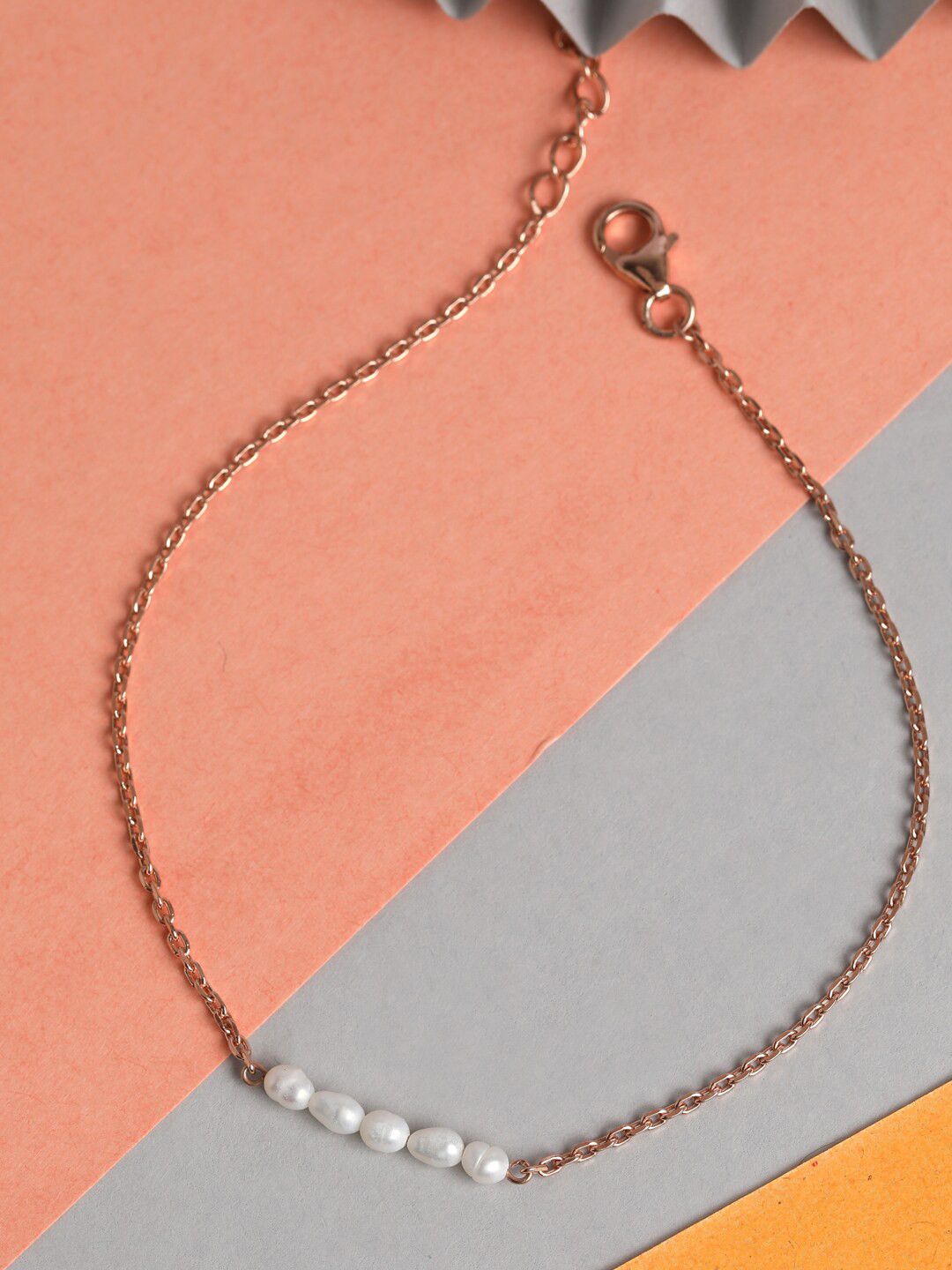 Clara Rose Gold-Plated Rose Gold Sterling Silver Pearl Anklet