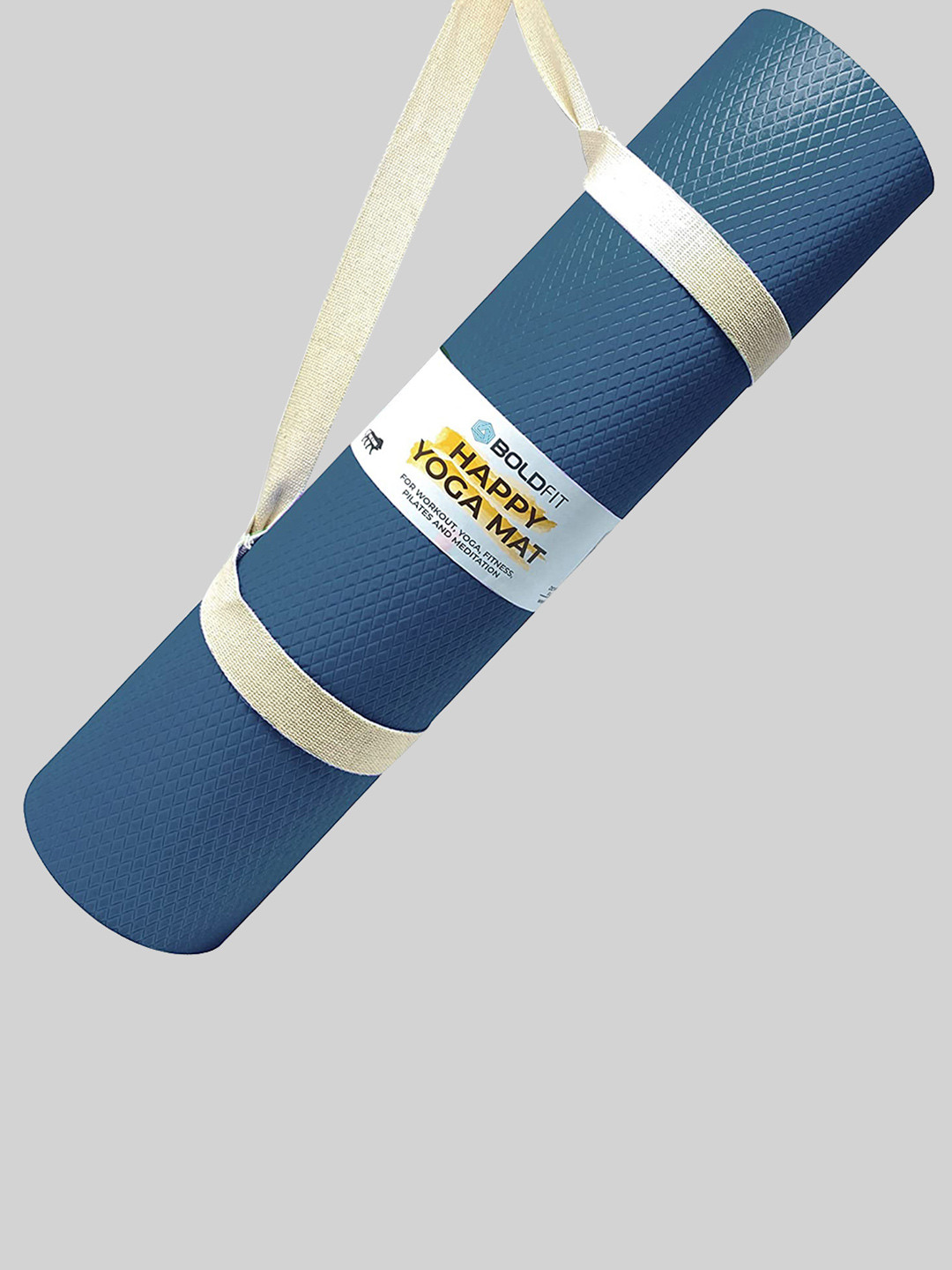 BOLDFIT Navy Blue Solid Yoga Mats