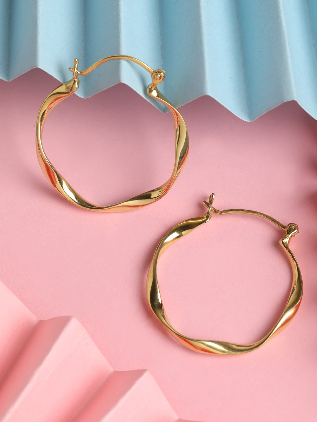 Clara Gold-Plated 925 Sterling Silver Twisted Hoop Earrings