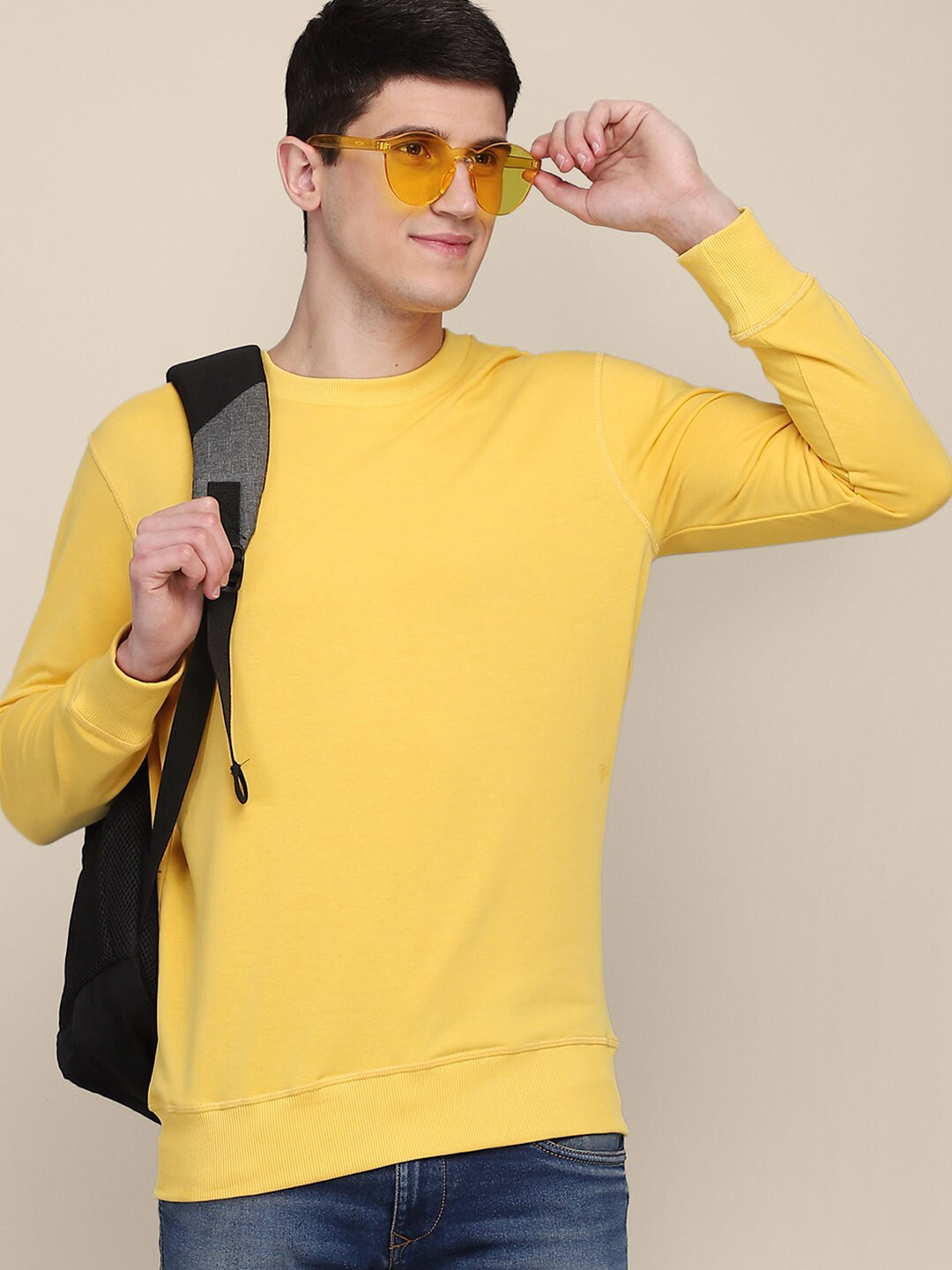 Free Authority Men Yellow Sweatshirt