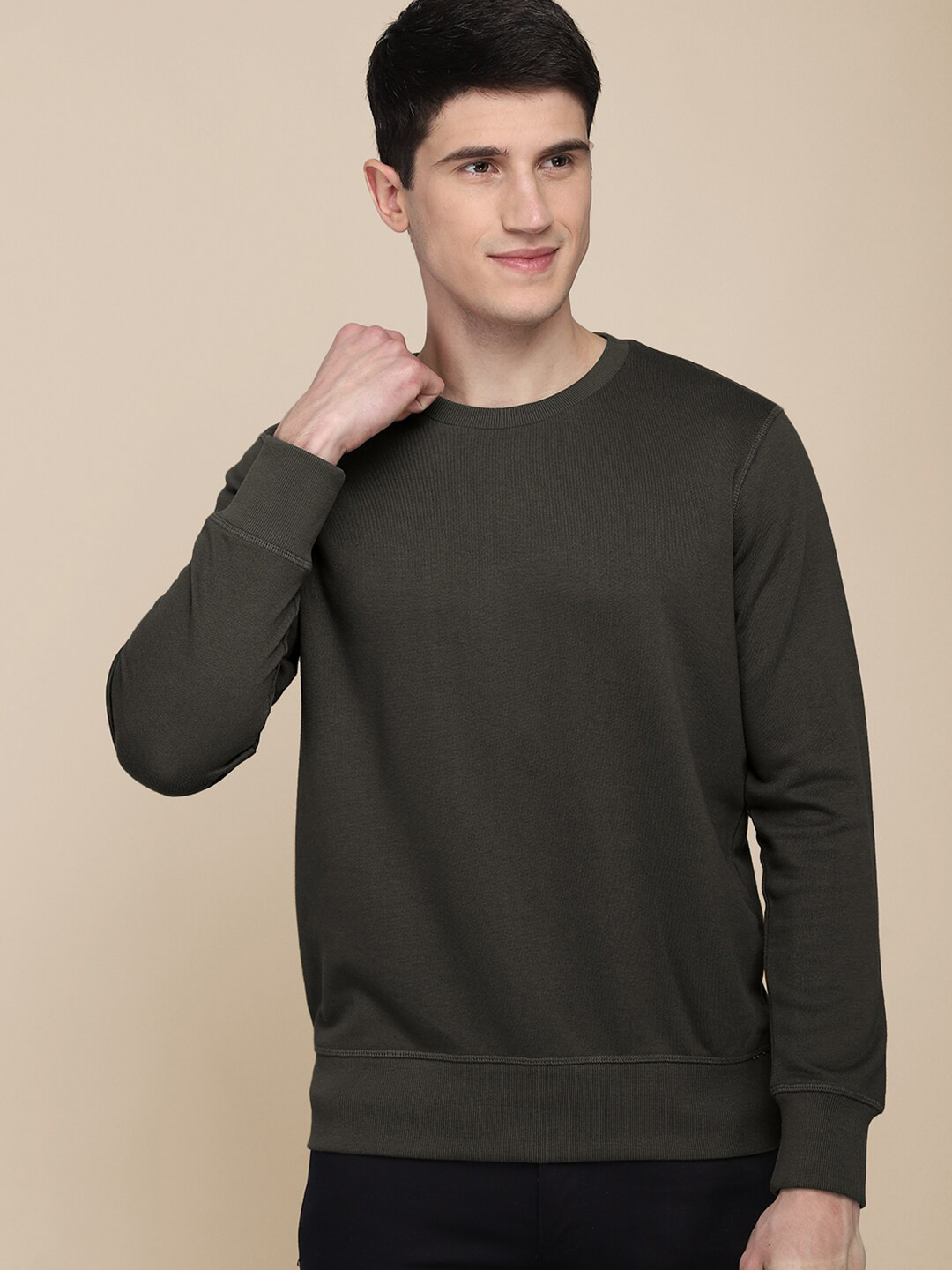 Free Authority Men Olive Green Sweatshirt