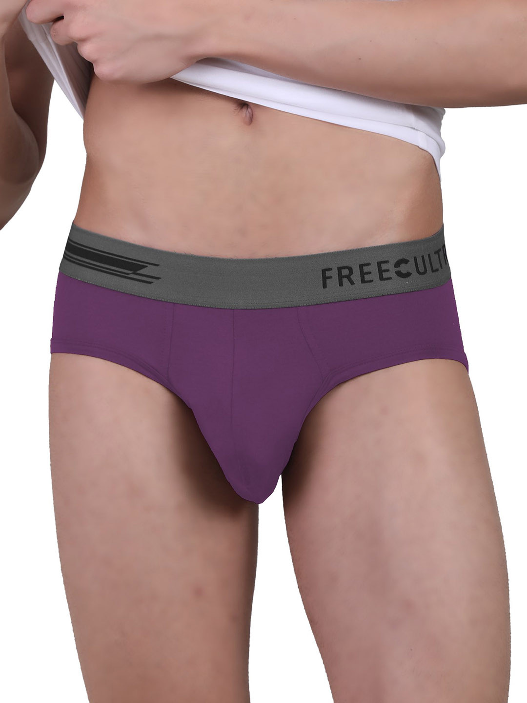 FREECULTR Men Violet Solid Basic AntiBacterial Modal Brief
