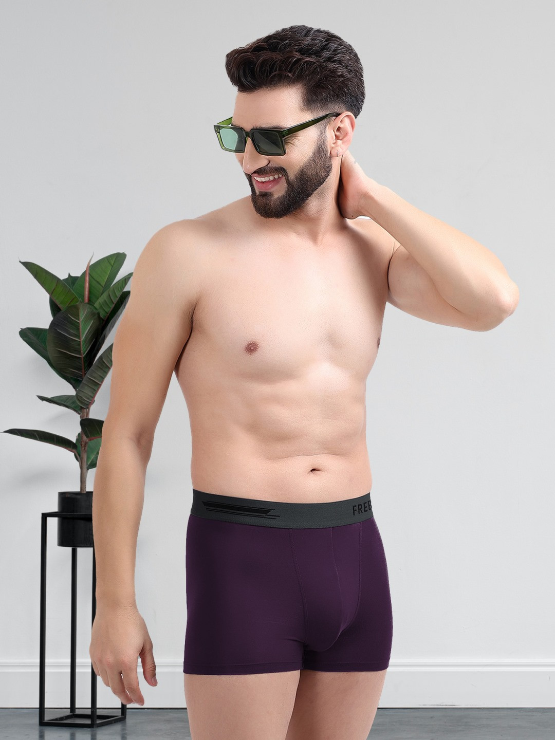 FREECULTR Men Violet-Coloured Solid Trunk
