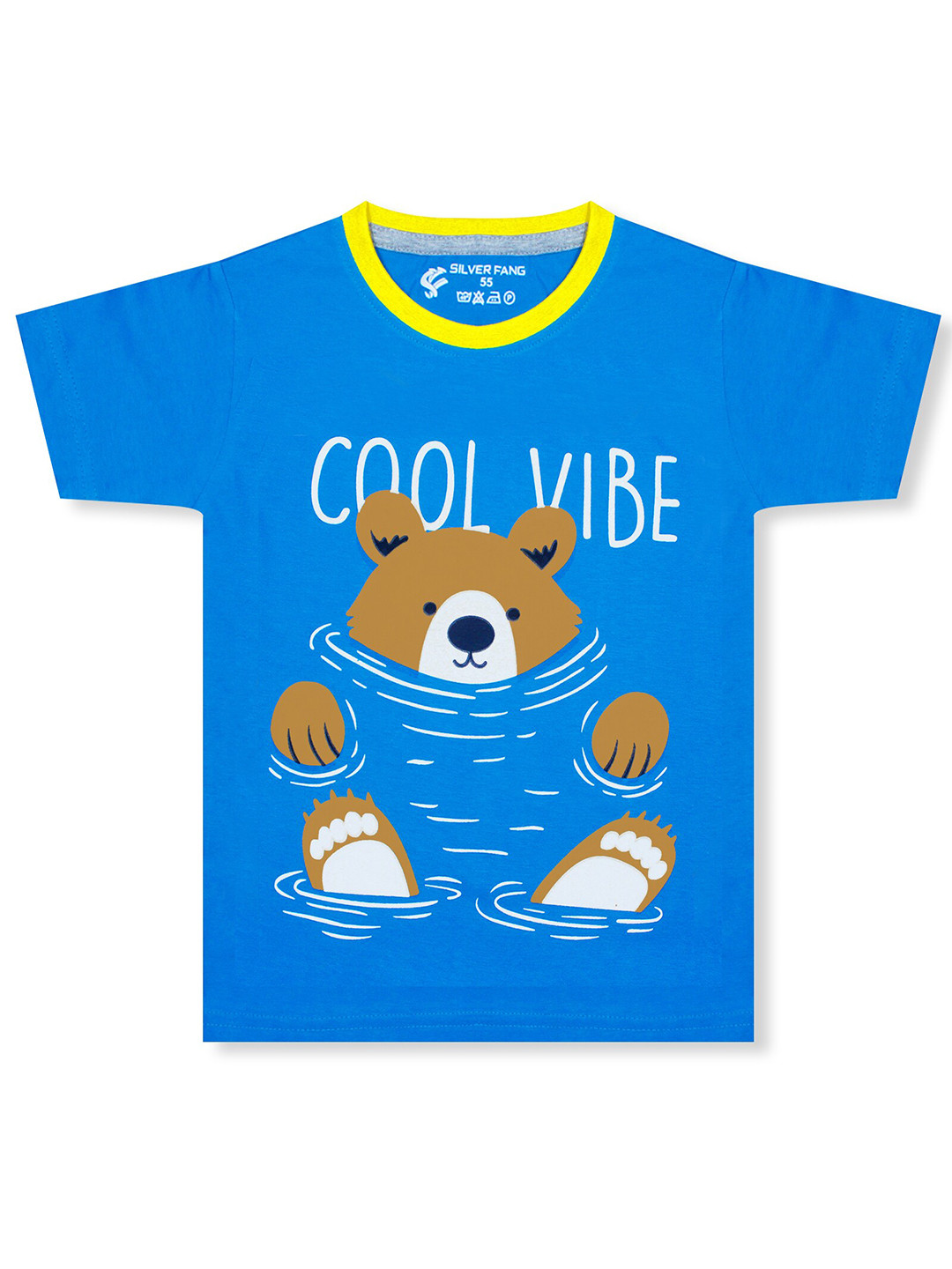 Silver Fang Boys Blue & Yellow Printed Cotton T-shirt