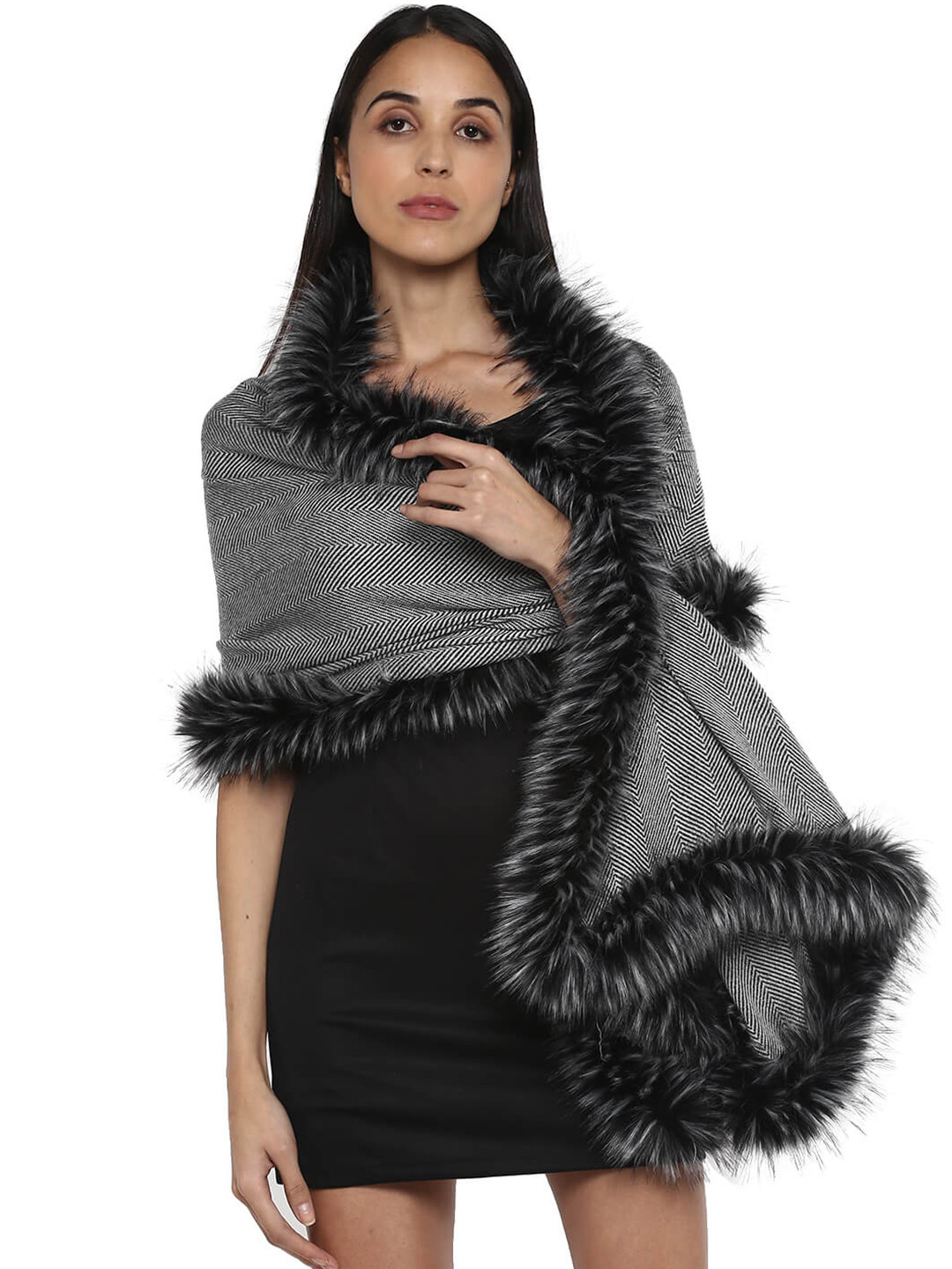 Rhe-Ana Women Faux Fur Designed Stole
