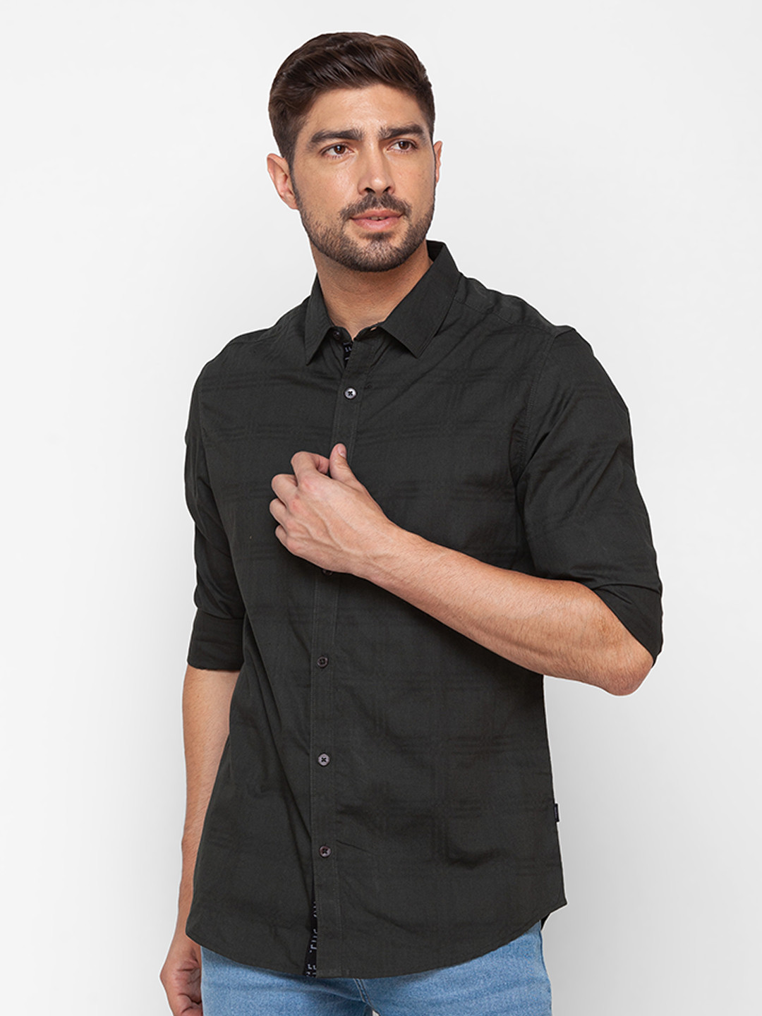 SPYKAR Men Green Slim Fit Faded Casual Shirt