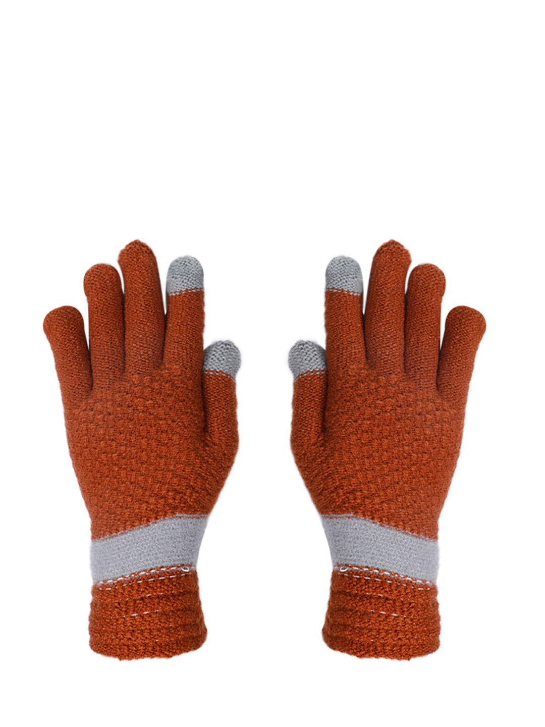LOOM LEGACY Women Rust Orange Acrylic Hand Gloves