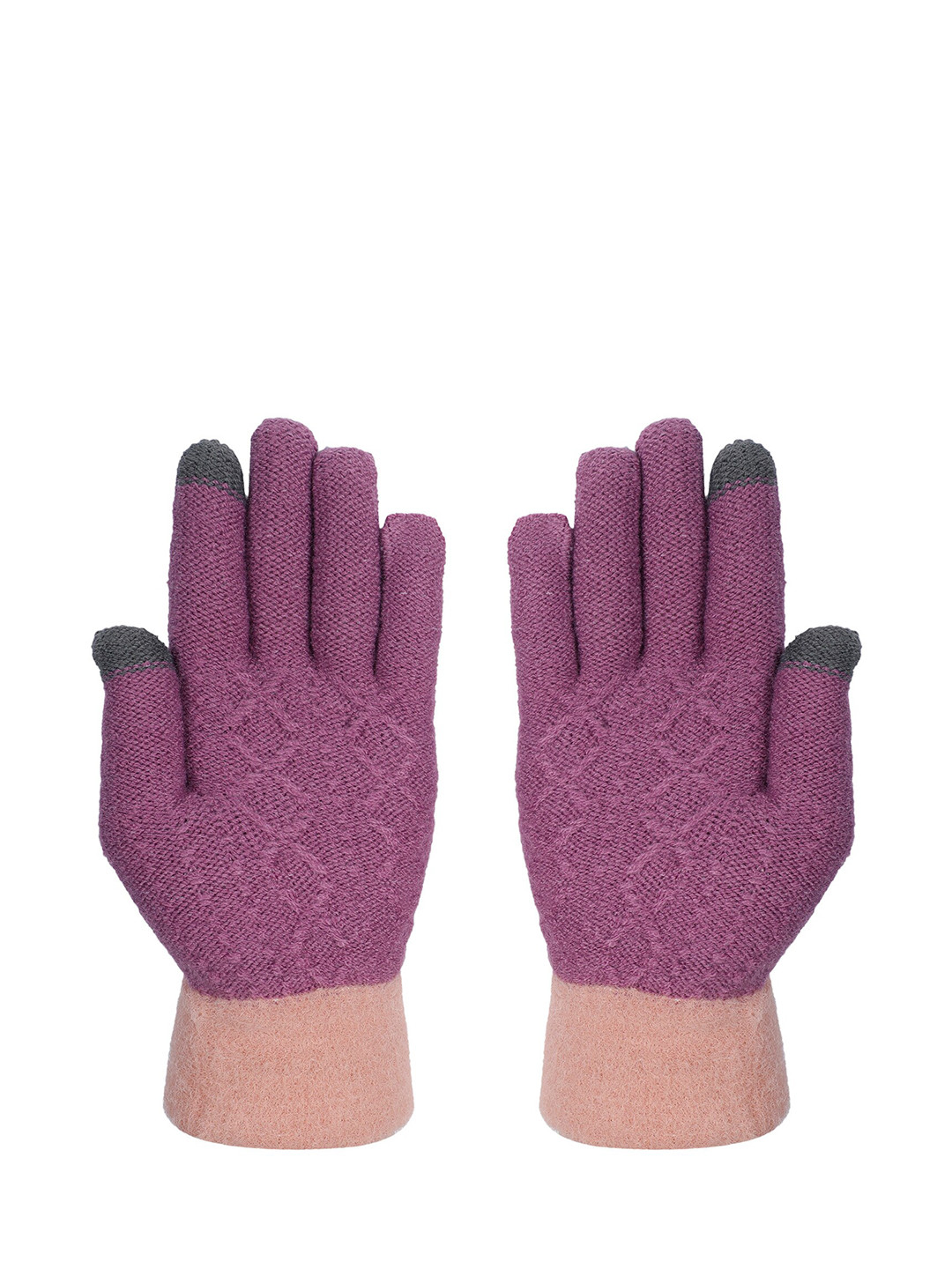 LOOM LEGACY Women Purple Colourblock Knitted Acrylic Hand Gloves