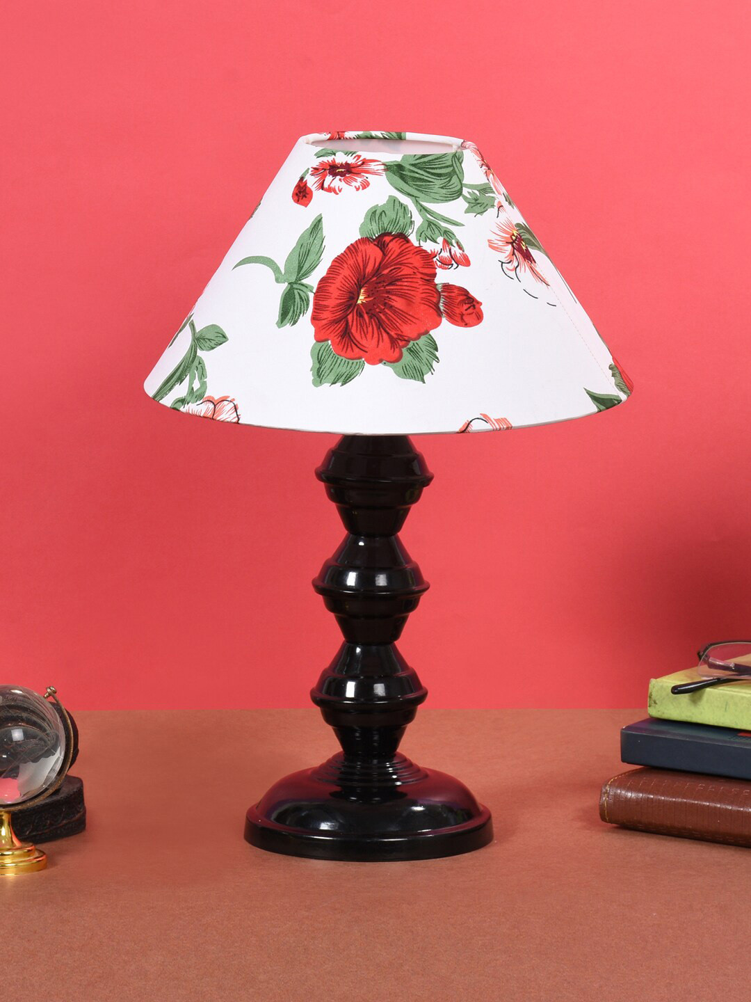 foziq Black & White Printed Floral Table Lamps With Shade