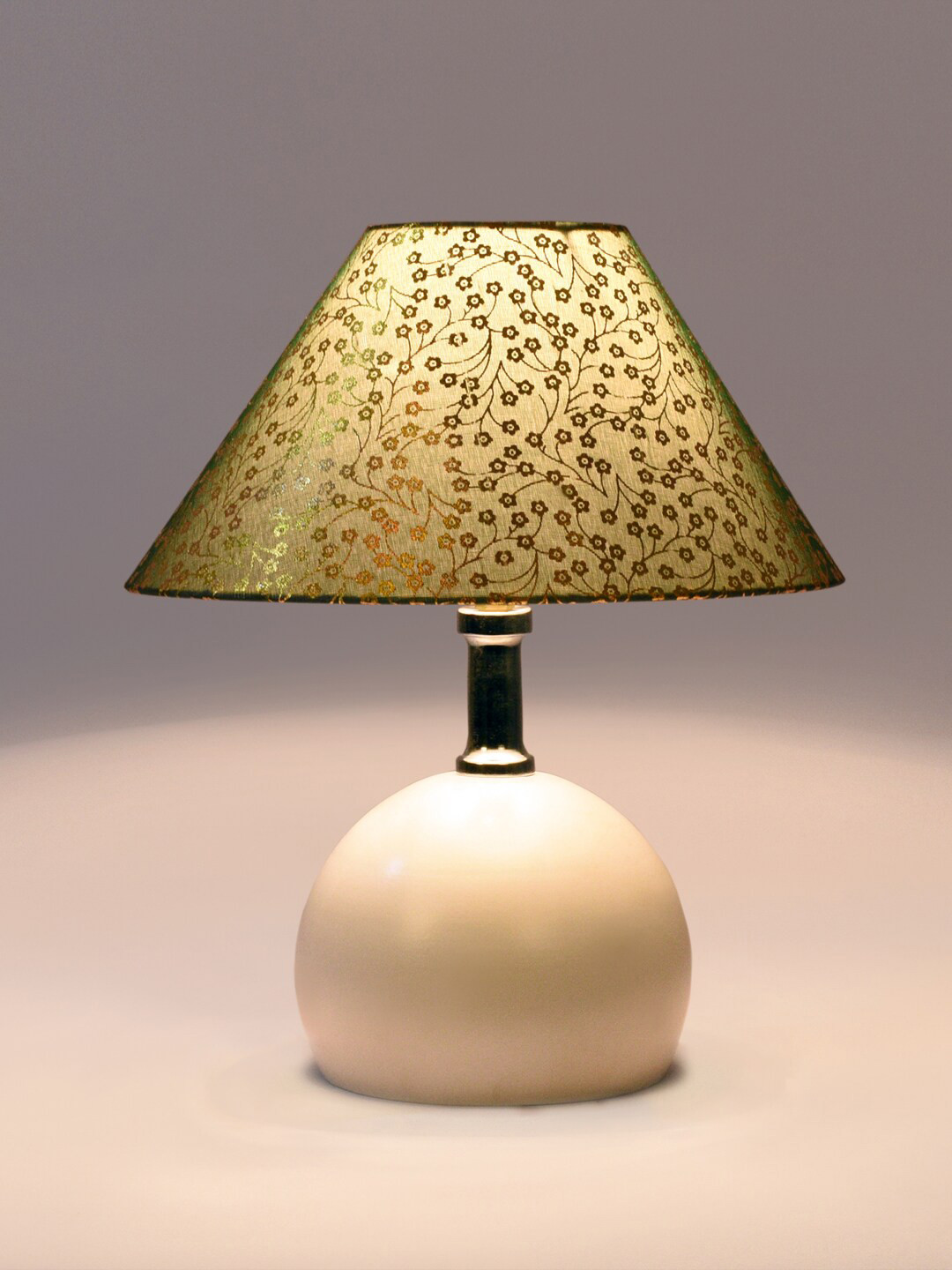 foziq White Printed Frustum Shape Metal Table Lamps