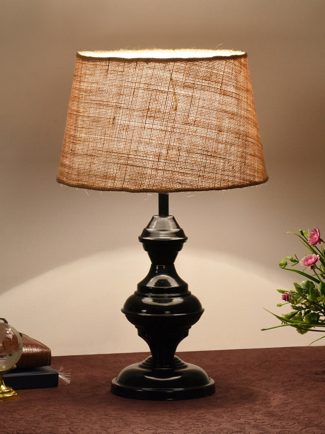 foziq Black & White Solid Cylinder Shape Metal Table Lamps