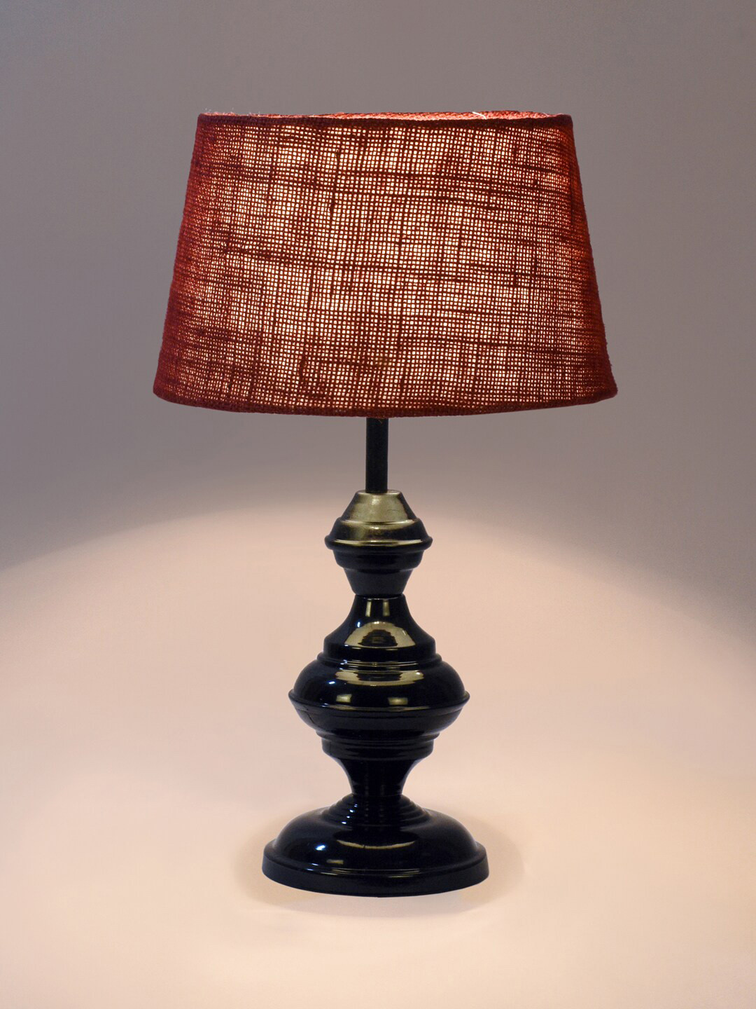 foziq Black & Maroon Textured Cylinder Shape Table Lamps With Shade