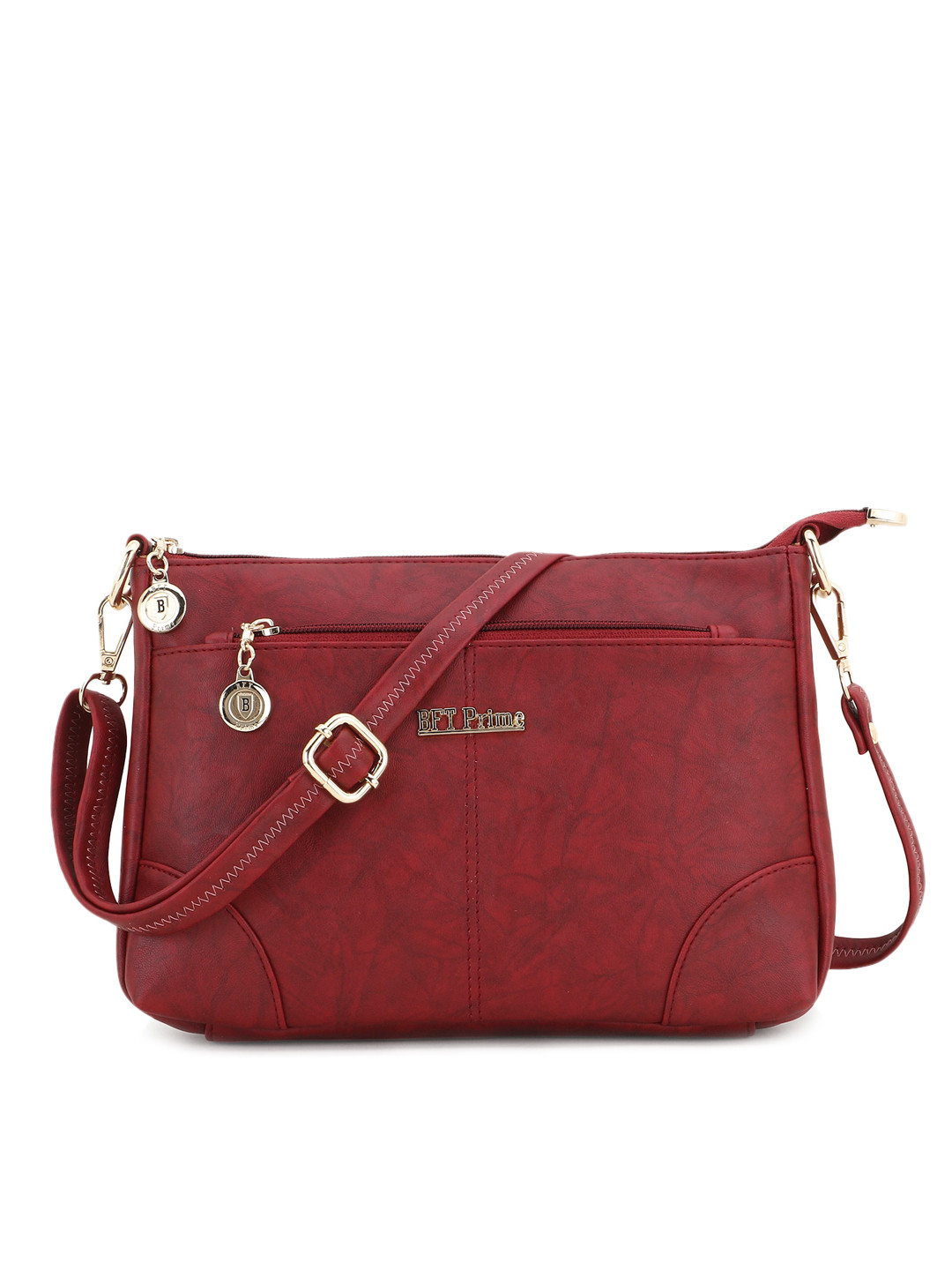 WOMEN MARKS Women's Maroon PU Structured Sling Bag