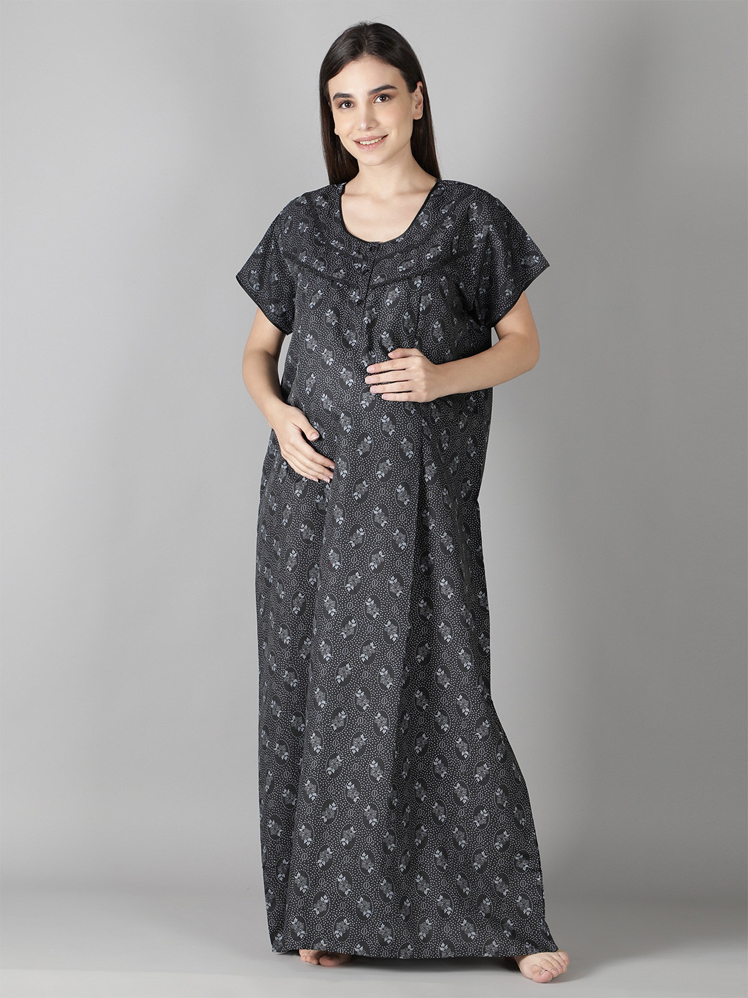NIGHTSPREE Printed Maternity Maxi Nightdress