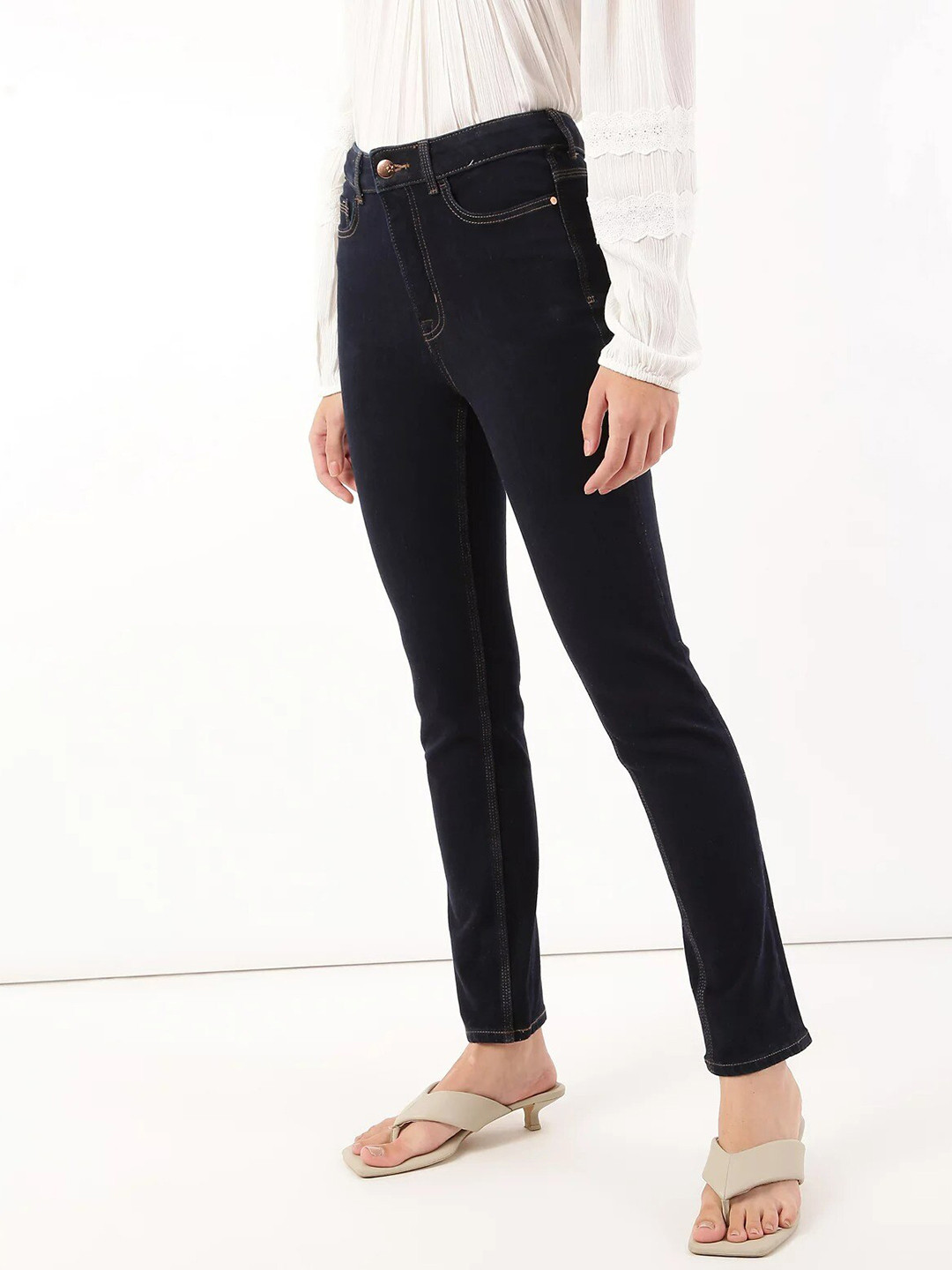 Marks & Spencer Cotton Mix Plain Slim Fit Jeans