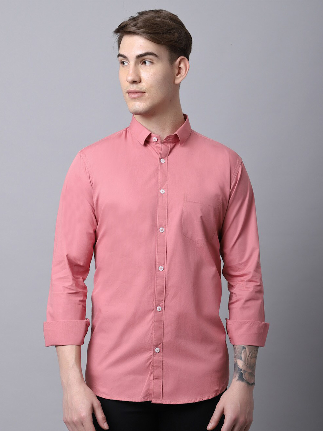 Majestic Man Men Pink Slim Fit Pure Cotton Casual Shirt