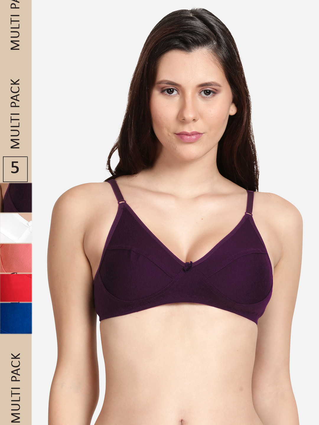 shyaway Pack of 5 Non Padded Non-Wired Cotton Everyday Bra shyl-P5-00483