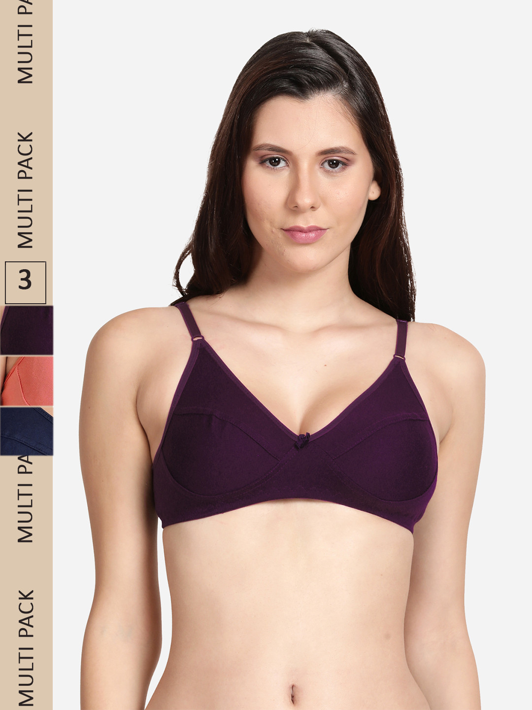 shyaway Pack of 3 Non Padded Non-Wired Cotton Everyday Bra shyl-P3-00330