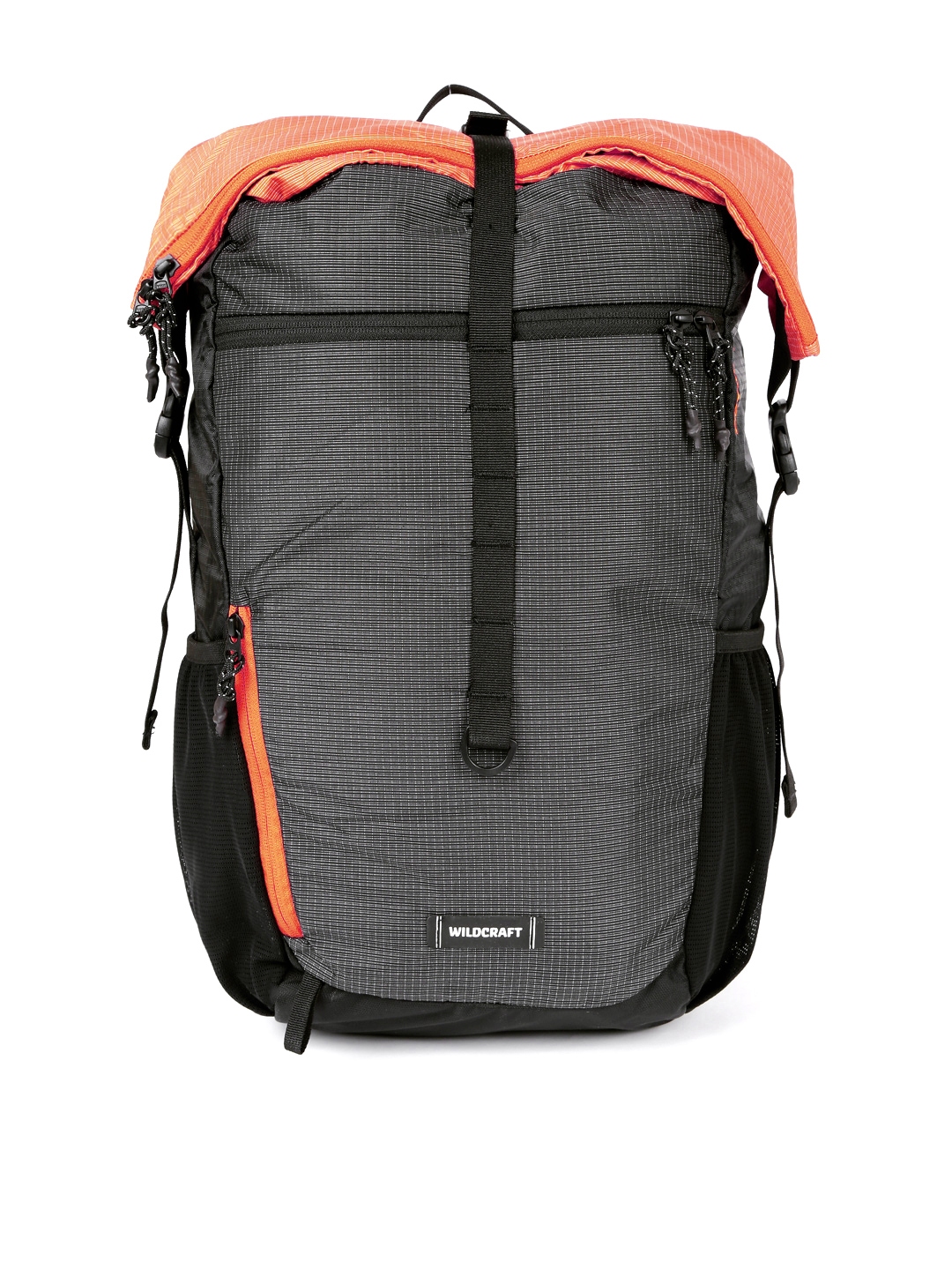 grey and orange backpack