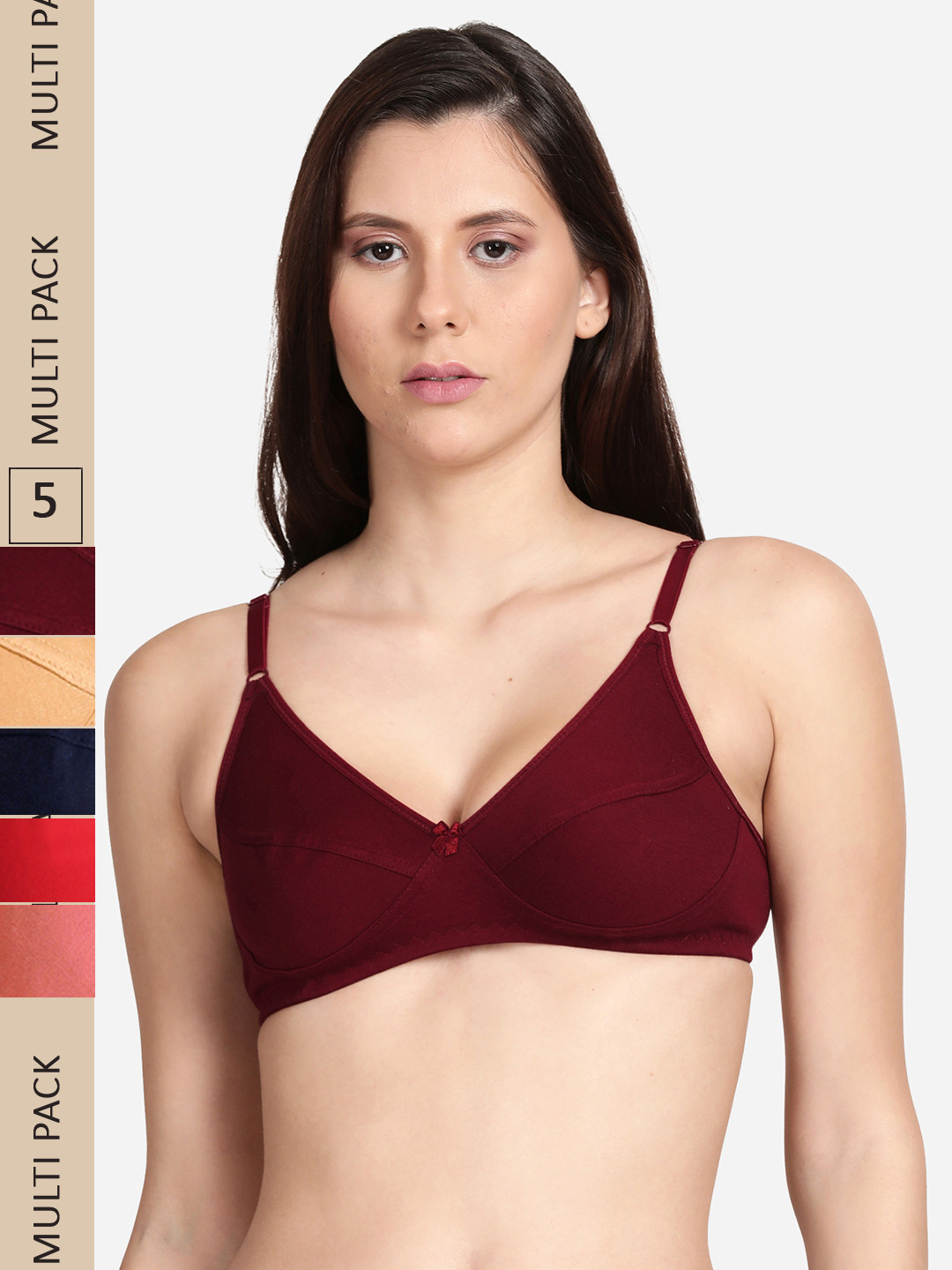 shyaway Pack Of 5 Non-Wired Non Padded Bra